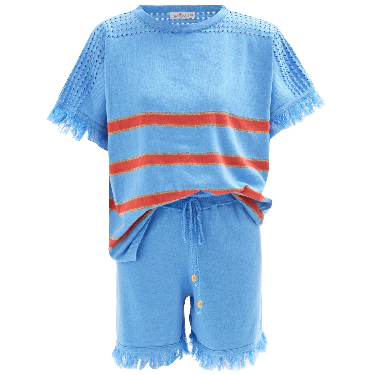 Peraluna Hannah Knitted Summer Blouse & Shorts Set In Multicolor