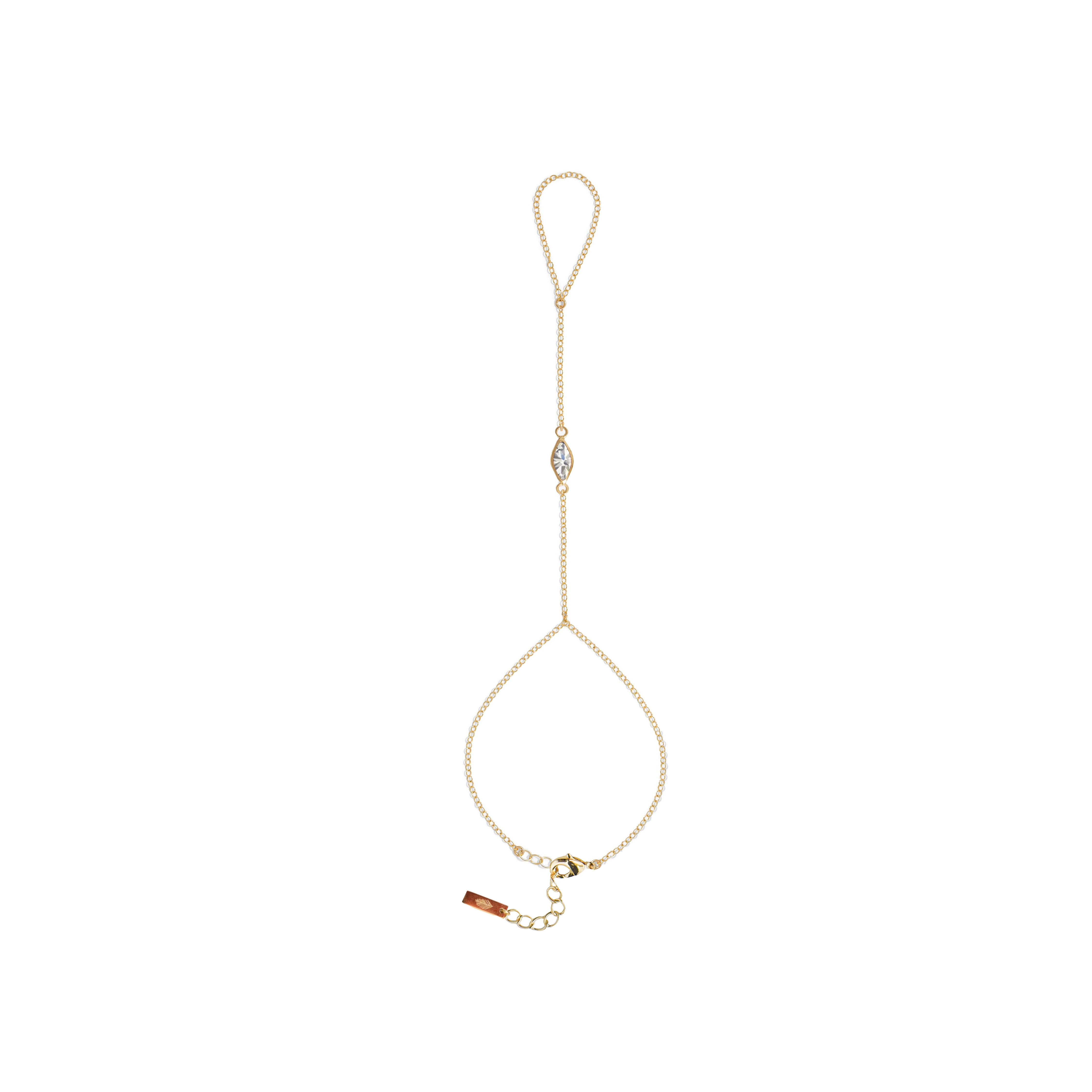 Adriana Pappas Designs Women's Gold Dainty Marquise Hand Chain- Clear In Gold