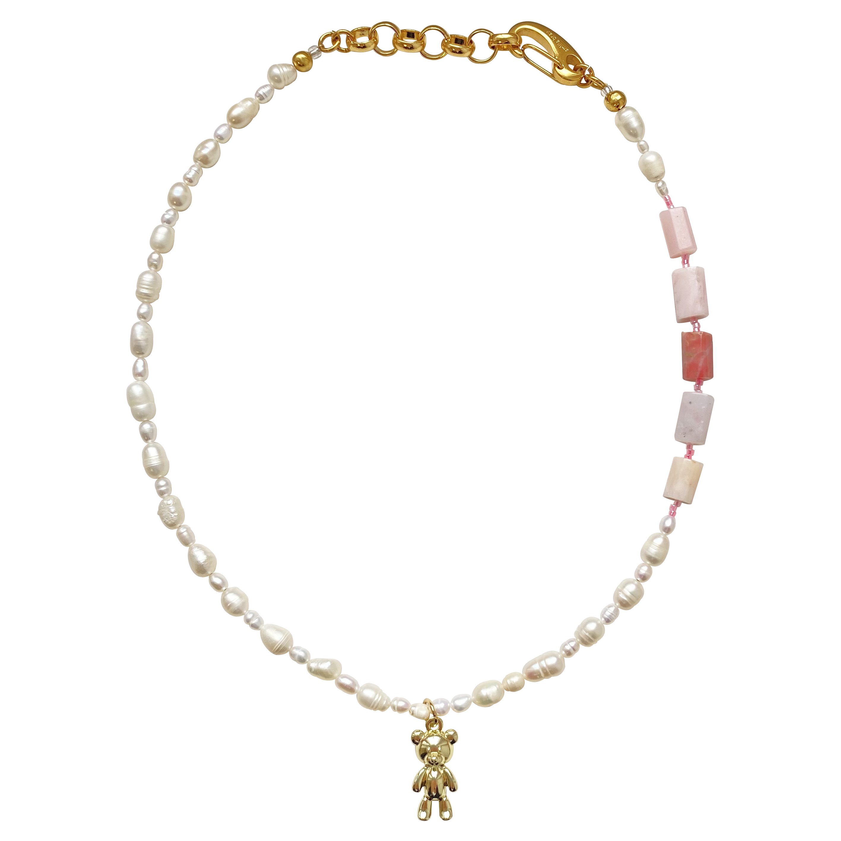 Smilla Brav Women's Gold Pink Opal Pearl Teddy Necklace Travis In Gold