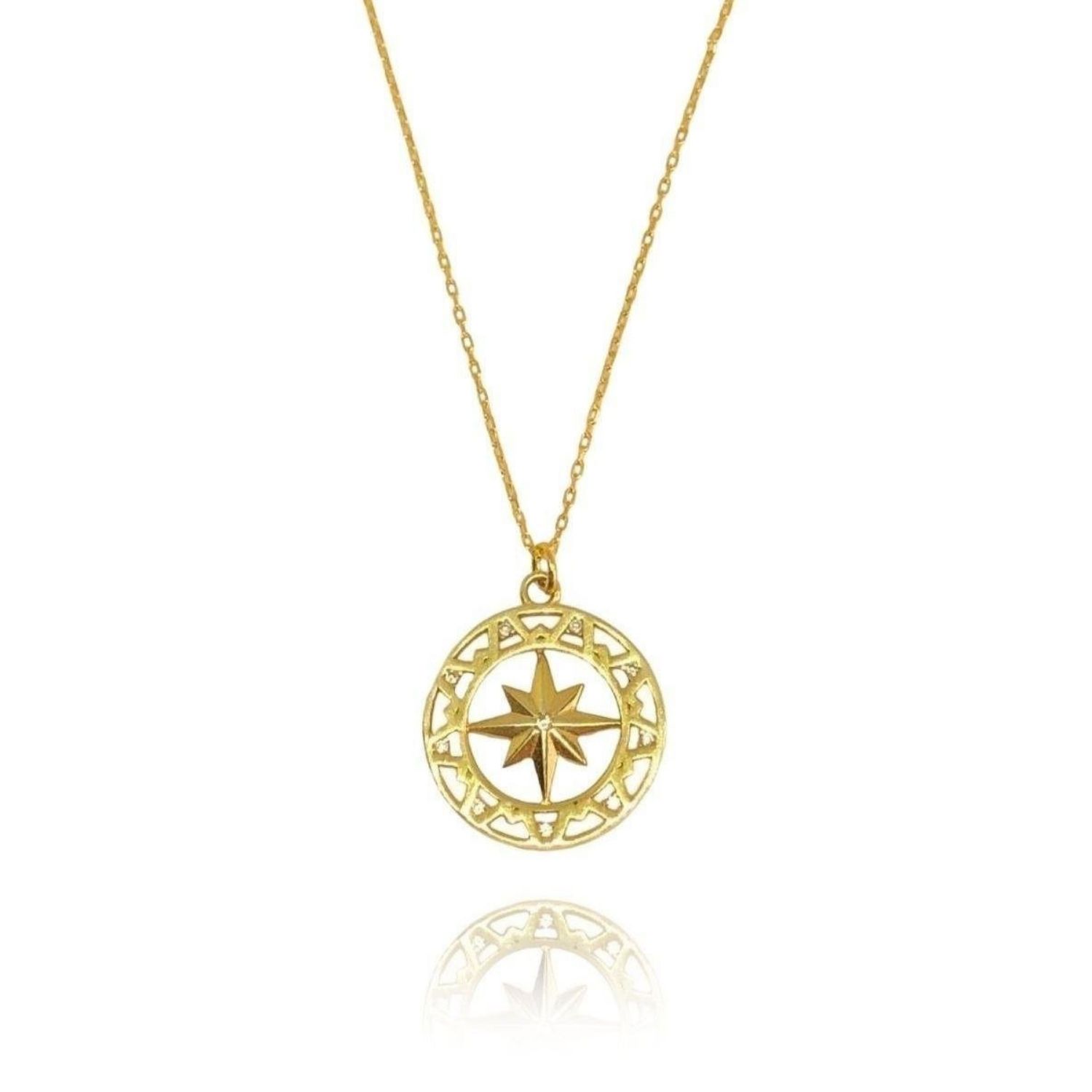 Women’s North Star Gem Medallion Gold Linya Jewellery