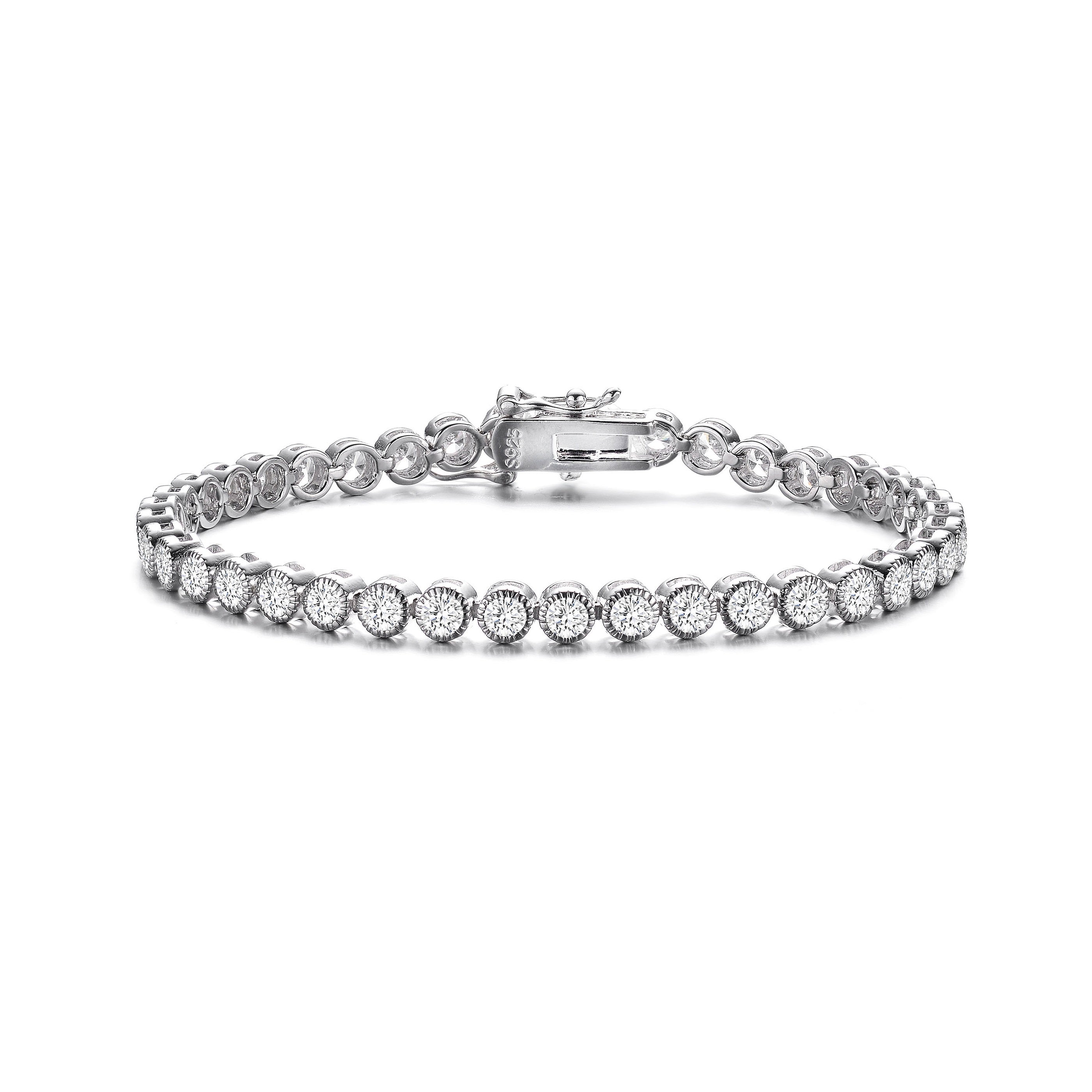 Women’s White Rachel Glauber Rhodium Plated Cubic Zirconia Bracelet Genevive Jewelry