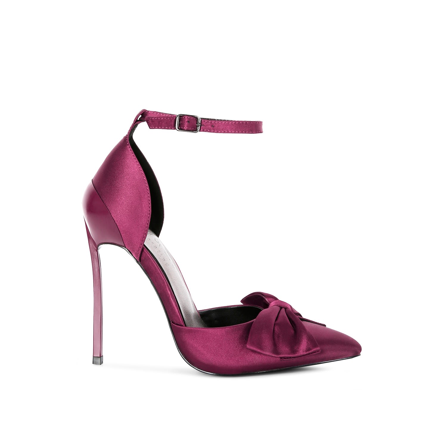 Rag & Co Women's Red Dingles Burgundy Bow Embellished Satin Stiletto Sandals In Pink