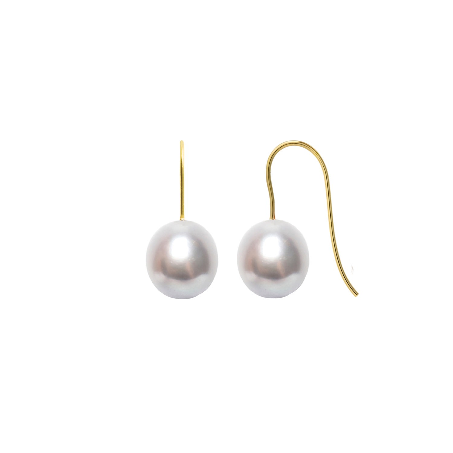 Women’s Grey / Gold Archi Grey Drop Pearl Hook Earrings - Solid 9Ct Gold Ora Pearls