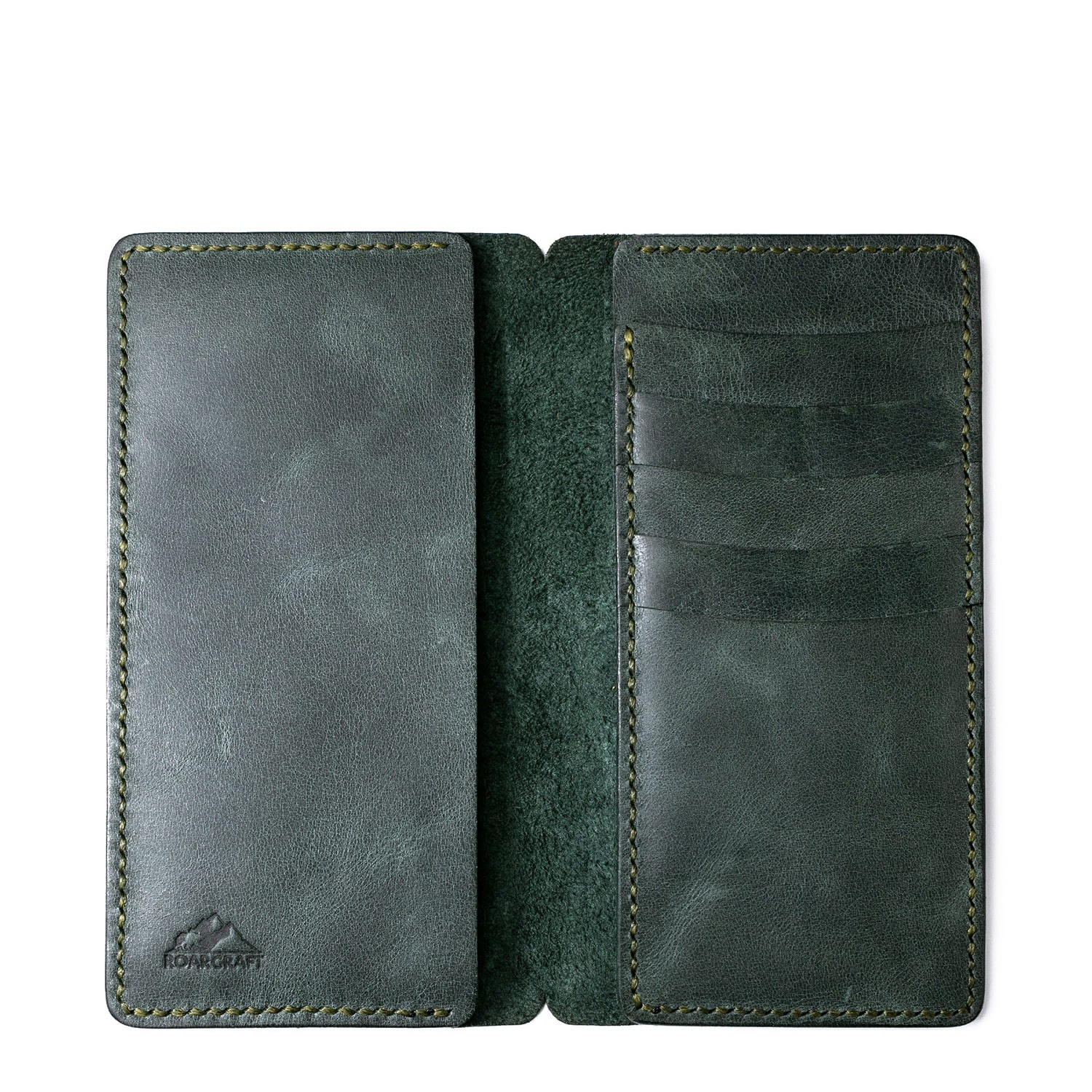 Roarcraft Men's Green Iphone Leather Wallet Case - Tripolis - Emerald In Green