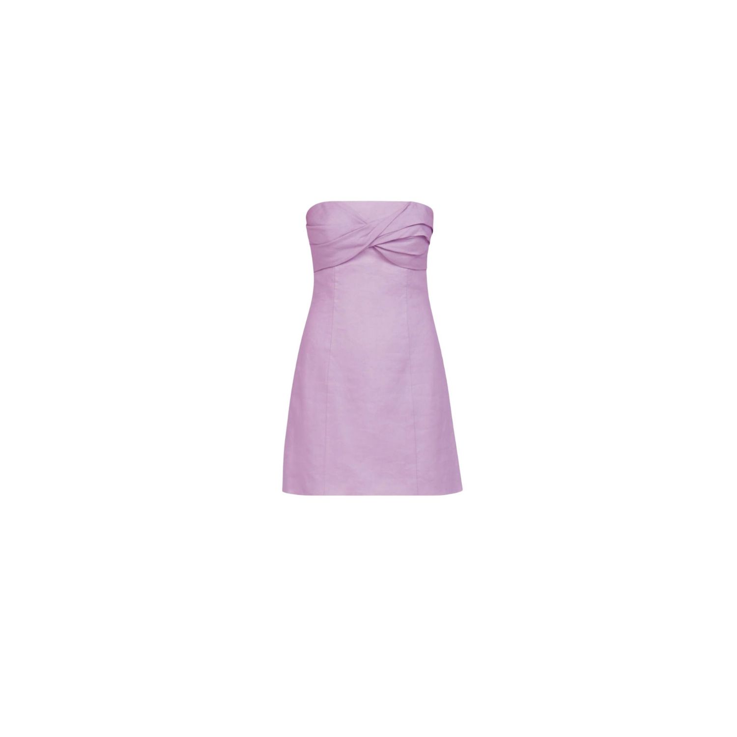 Avenue 8 Women's Pink / Purple Draped Strapless Mini Linen Dress - Lilac In Pink/purple