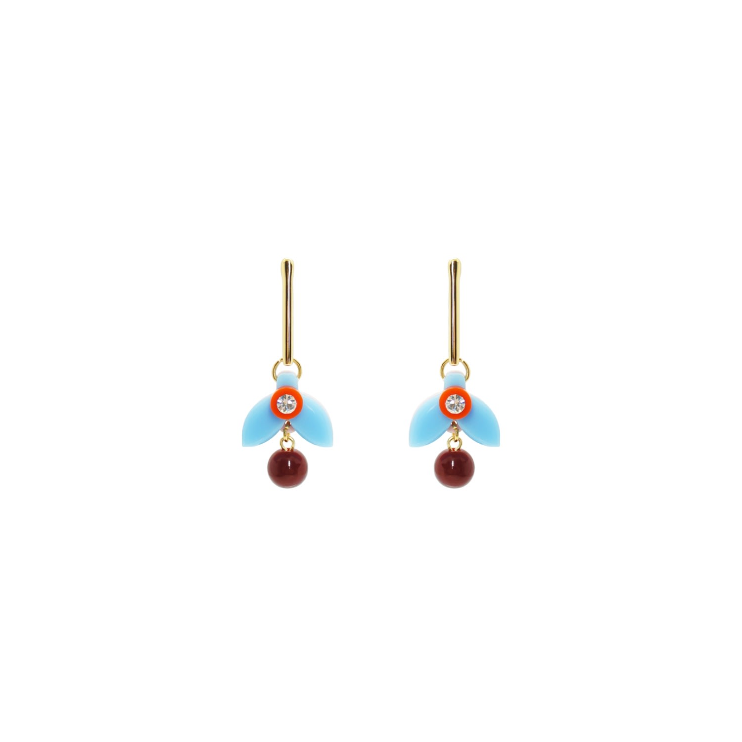 Gissa Bicalho Women's Acrylic Handmade Earring Stem Petunia Pink In Gold