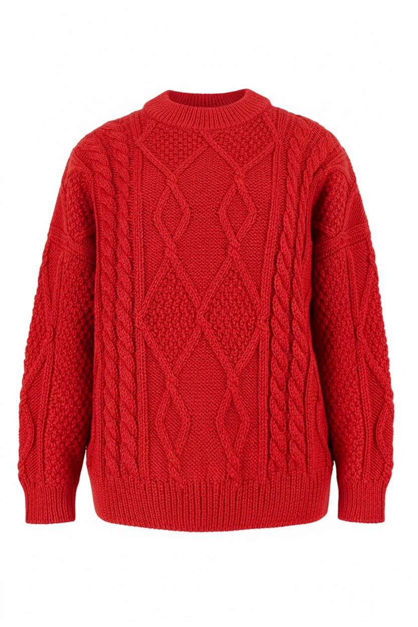 Salanida Women's Nonna Cable-knit 100% Merino Sweater Red In Red