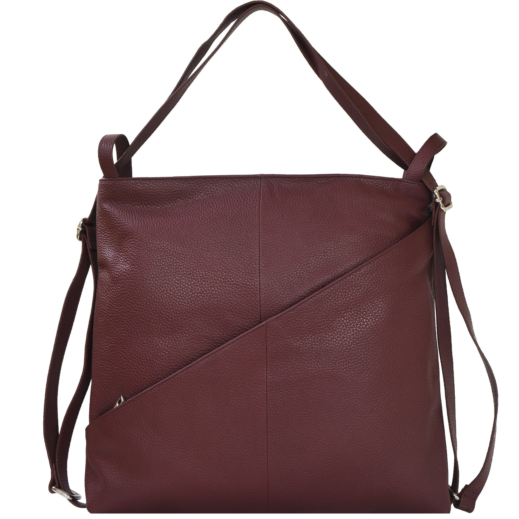 Women’s Red Maroon Leather Convertible Tote Backpack Brix+Bailey