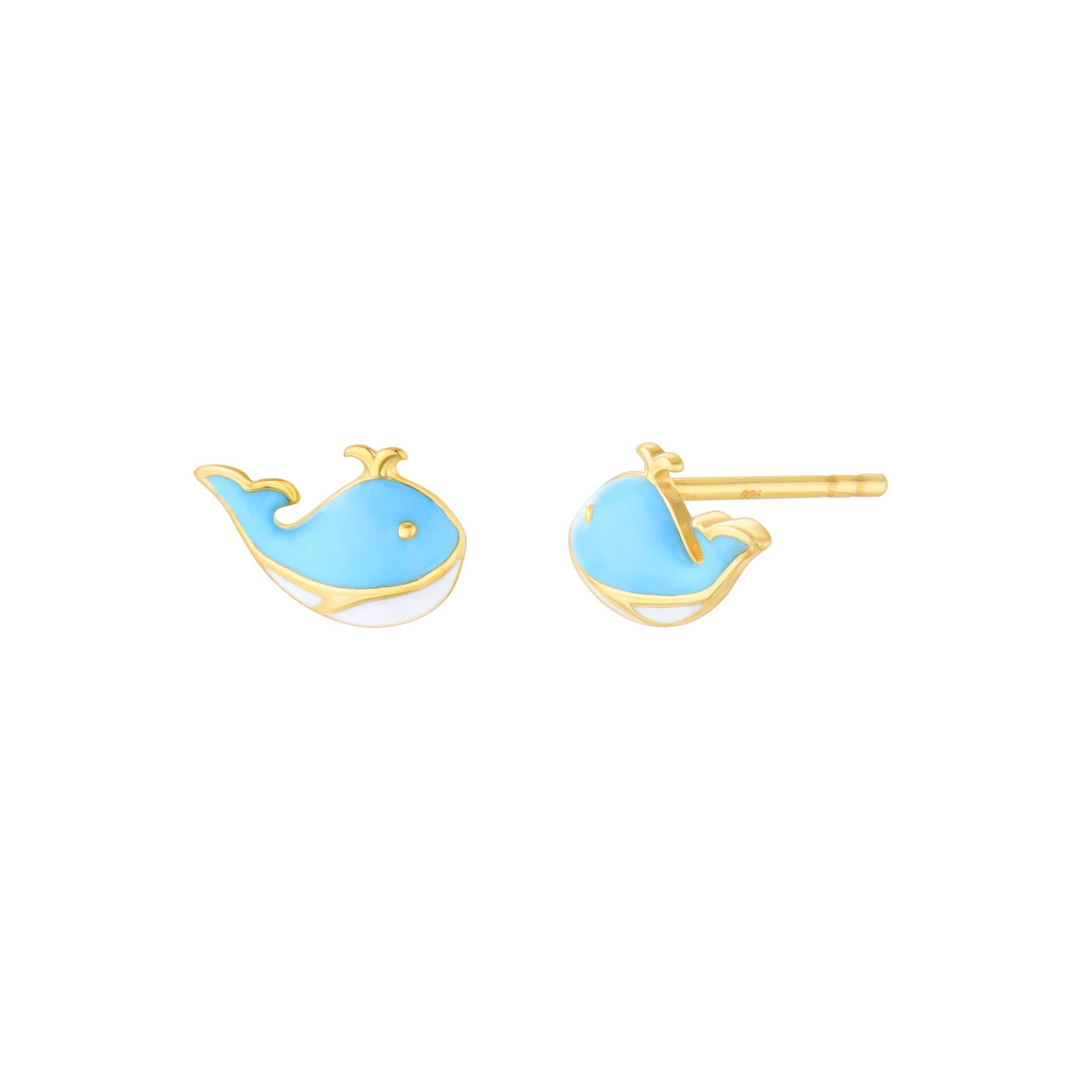 Women’s Blue / Gold Petite Blue Whale Studs Gold & Honey