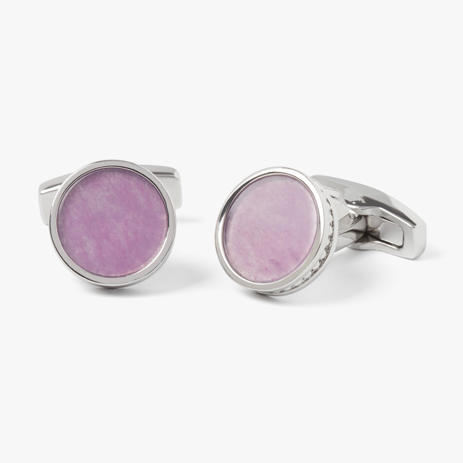 Men's Silver / Pink Edward Amethyst Cufflink | Simon Carter