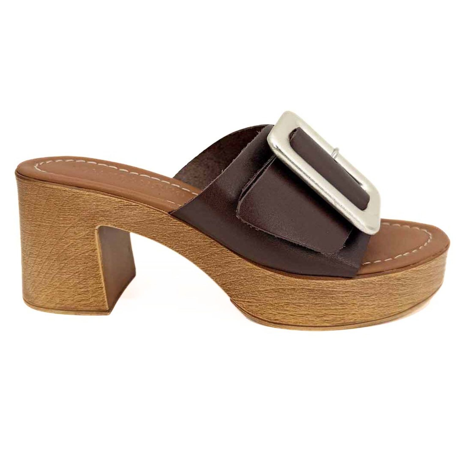 Altramoda Redressing The World Brown Firenze Buckle Sandals For Women In Vegetable-tanned Leather