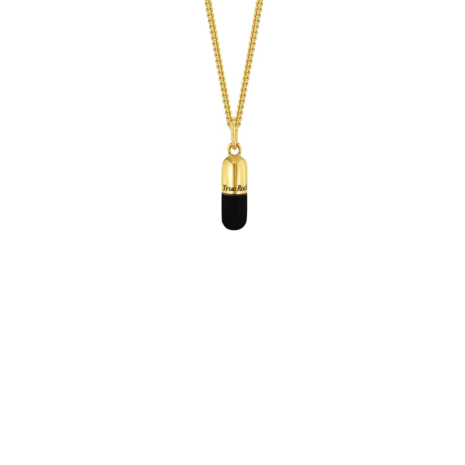 True Rocks Men's Gold / Black 18kt Gold-plated & Black Enamel Mini Pill Pendant In Gold