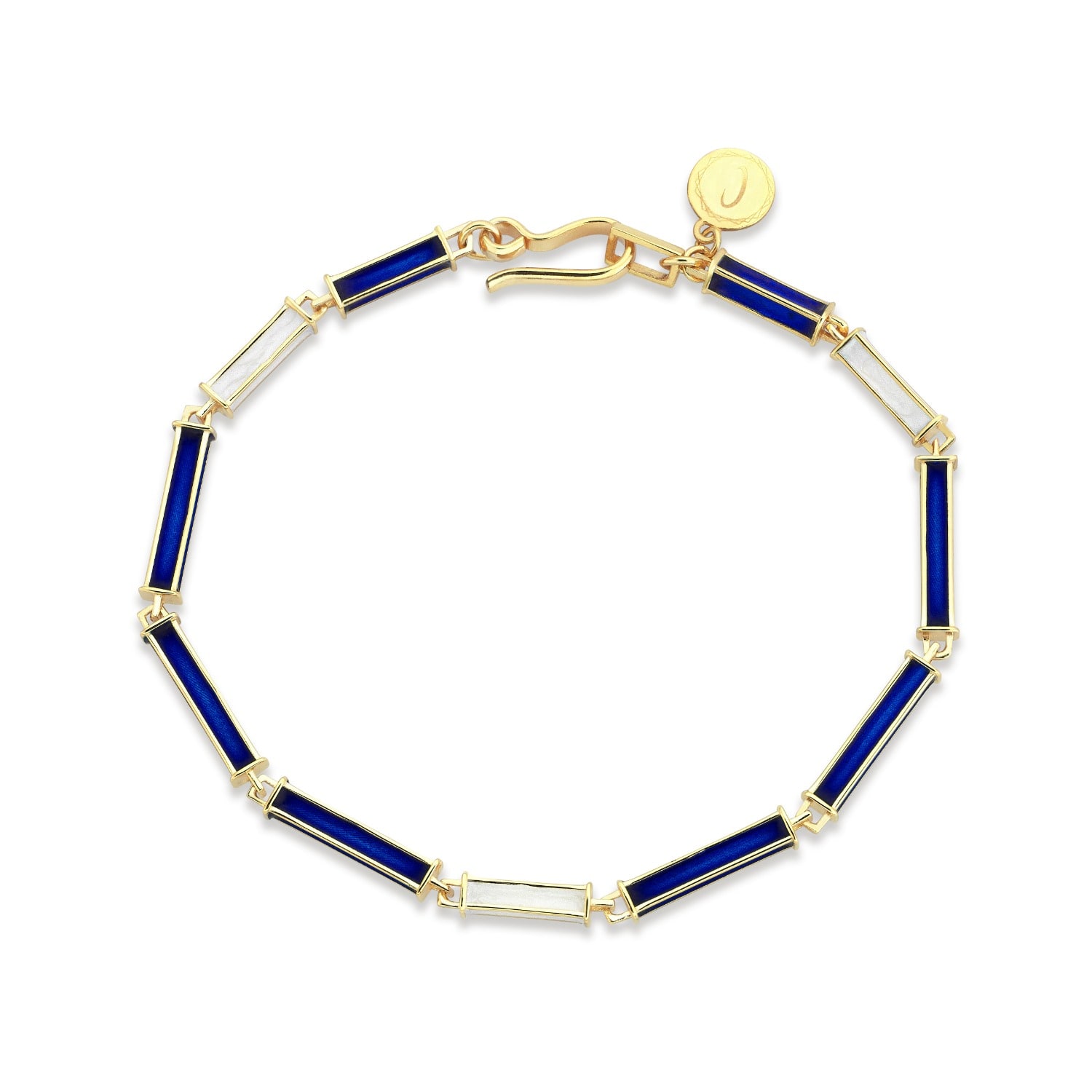 C|nd|n By Candan Balto Women's Gold Megaron Silver & Navy Blue Enamel Bracelet