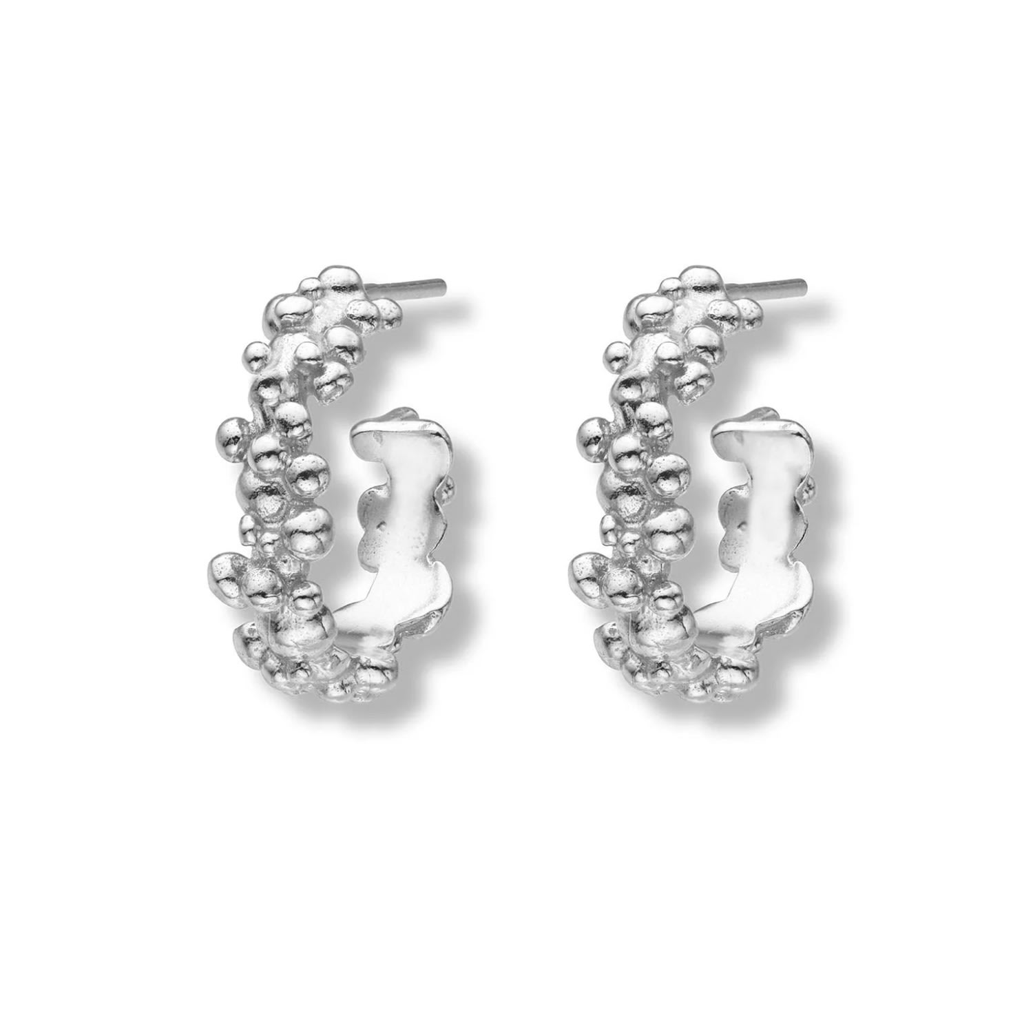 Eva Remenyi Women's Céleste Deux Small Hoop Earrings Silver In Burgundy