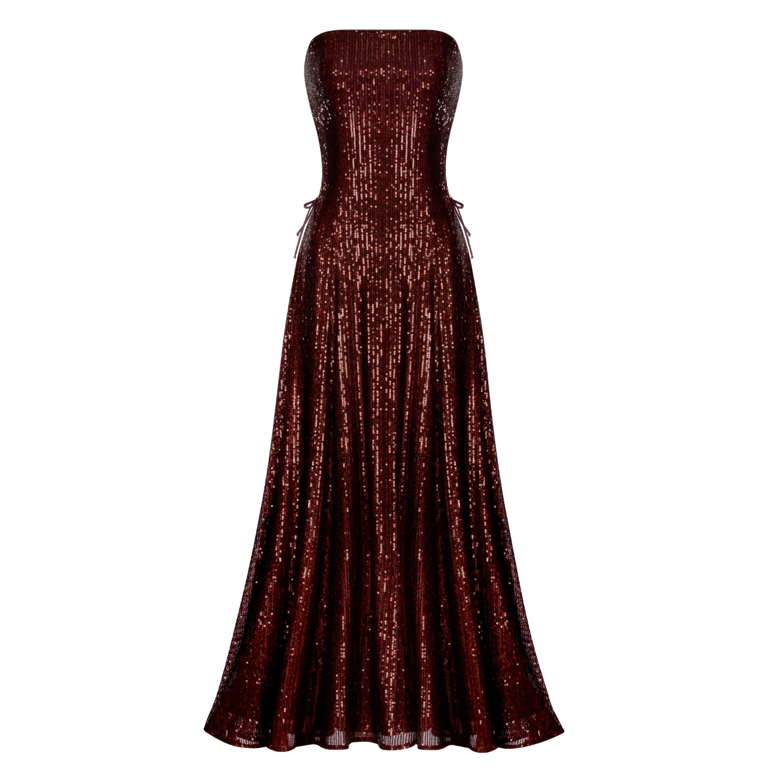 Women's Brown Long Dress Burgundy | Extra Small | Elsava