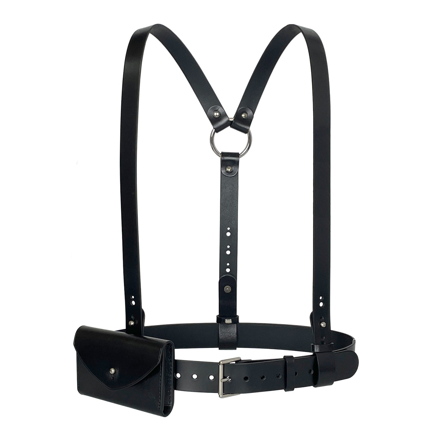 Haute Cuir Women's Black Slim Envelope Harness Bag