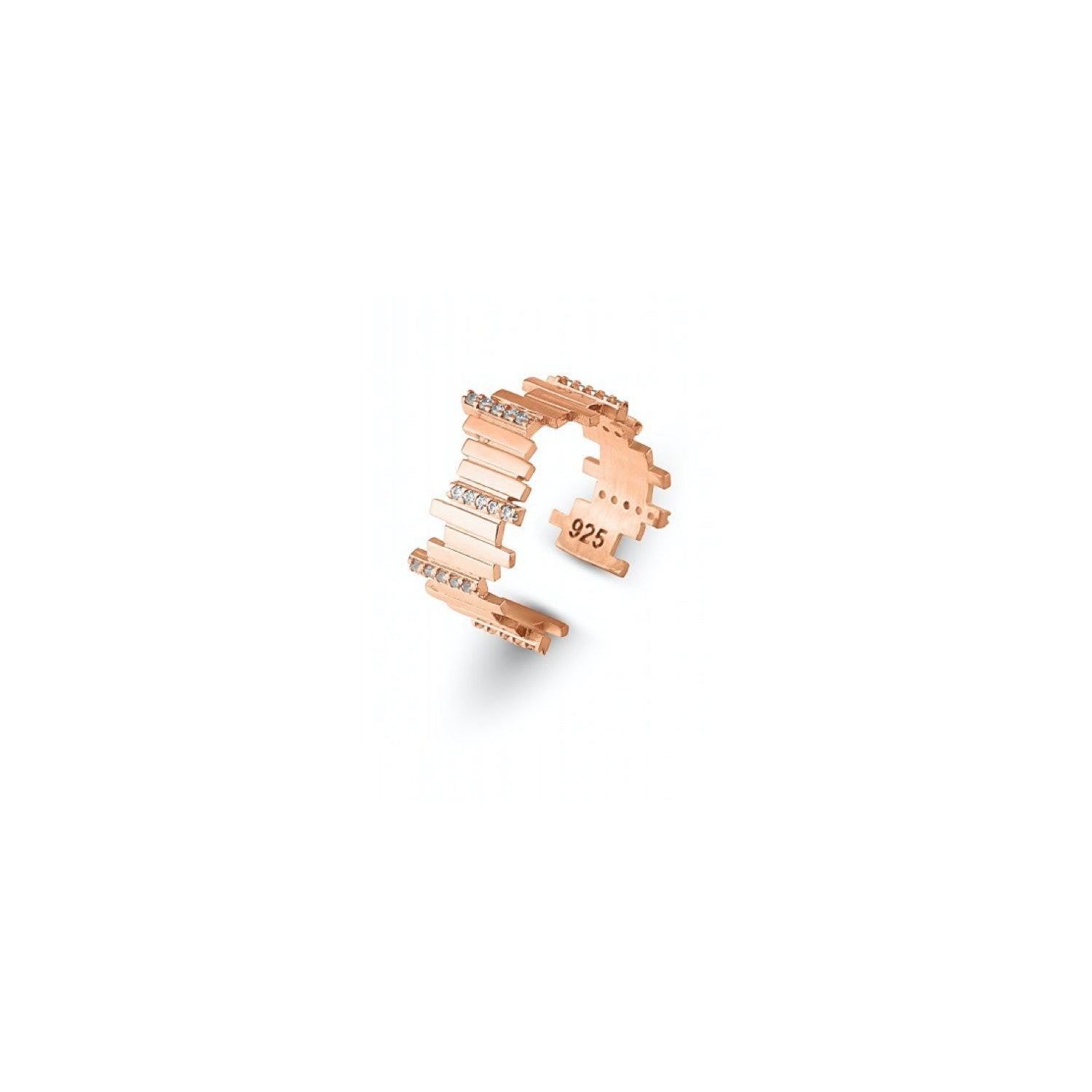 Spero London Women's New Multiple Bar Sterling Silver Ring - Rose Gold In Gold