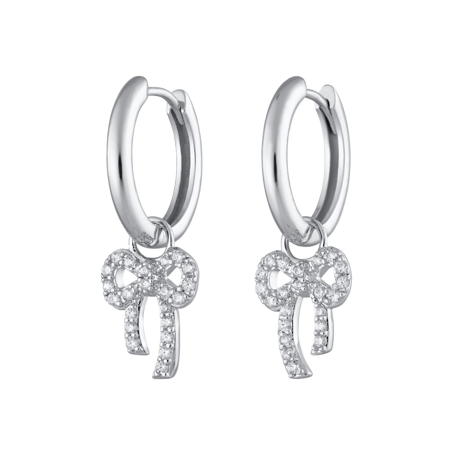 Scream Pretty Women's Silver Bow Charm Hoops