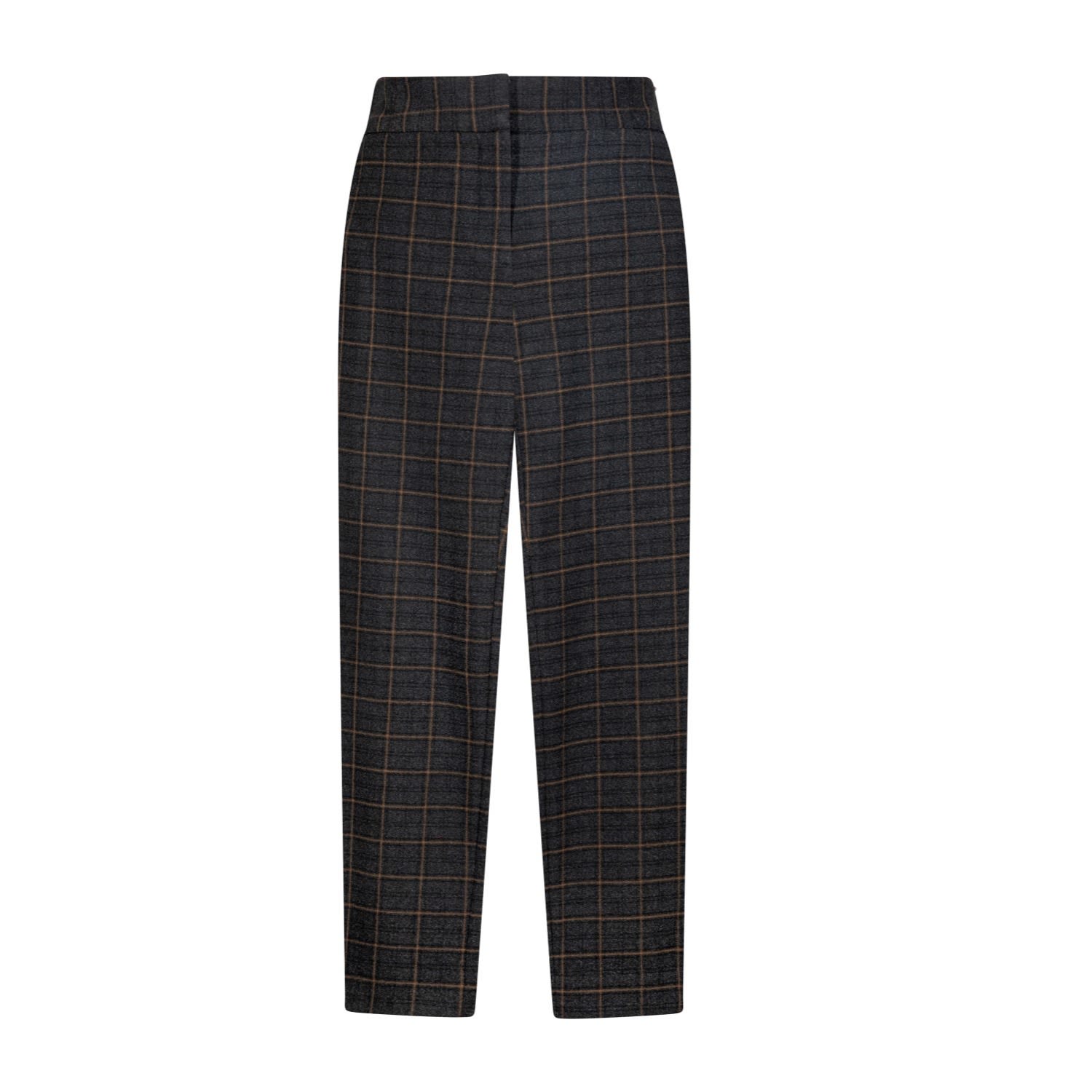 Madison / Savile Women's Black / Brown The Stretch Tailored Ankle Pant In Tan Plaid In Black/brown