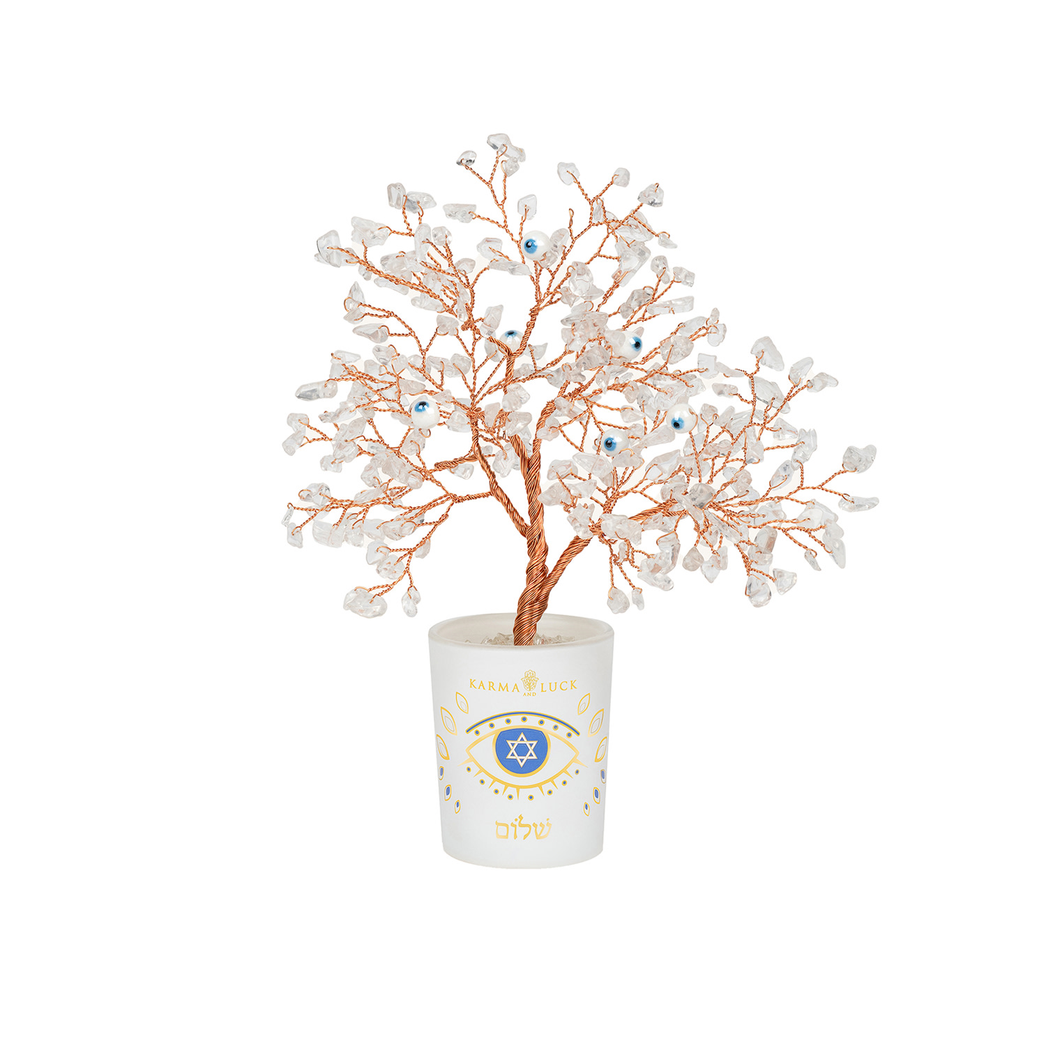 Karma And Luck White Elevated Traditions Clear Quartz Hanukkah Tree