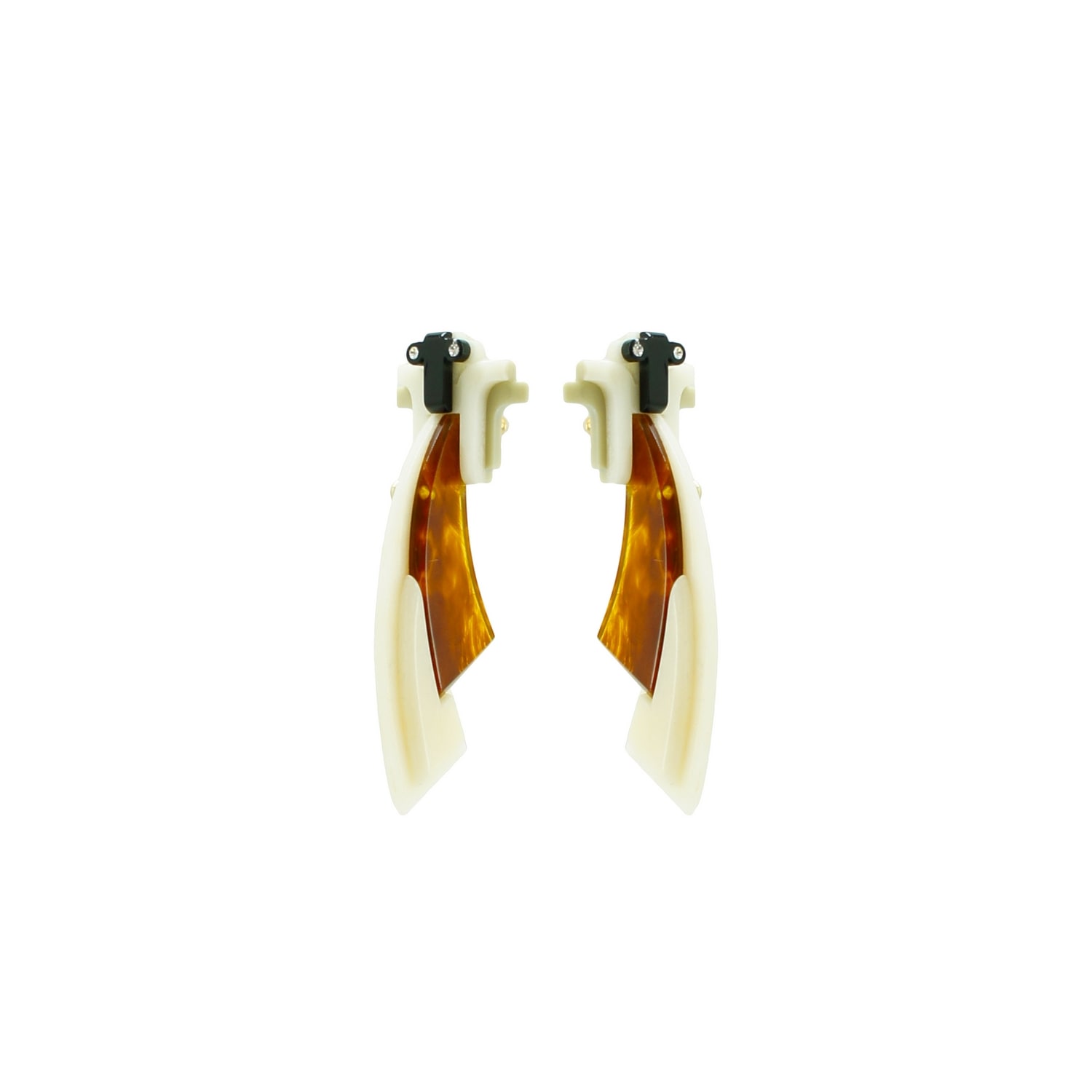 Gissa Bicalho Women's Brown / Neutrals Handmade Acrylic Earring Short Dragonfly