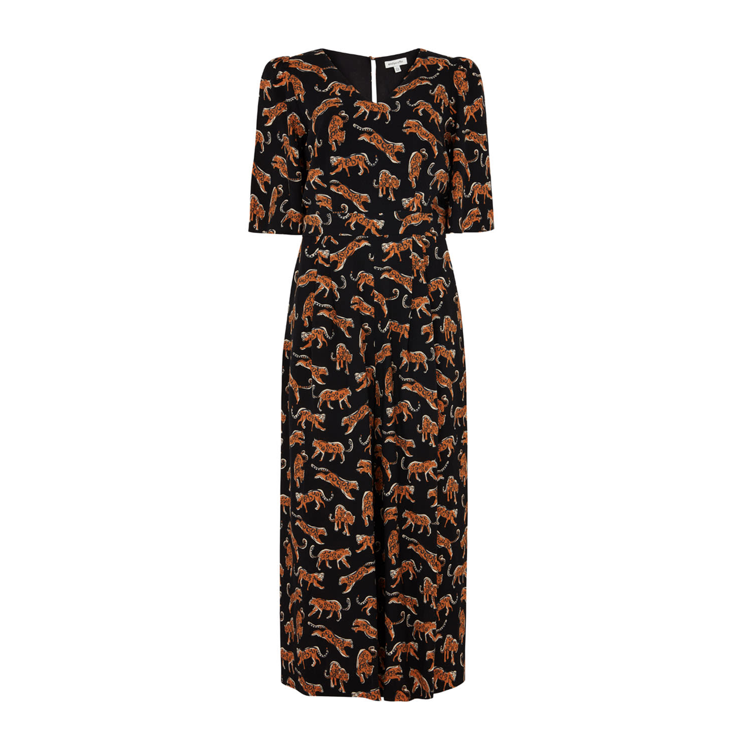 Emily And Fin Women's Black / Brown Eleanor Leaping Leopards Jumpsuit In Black/brown