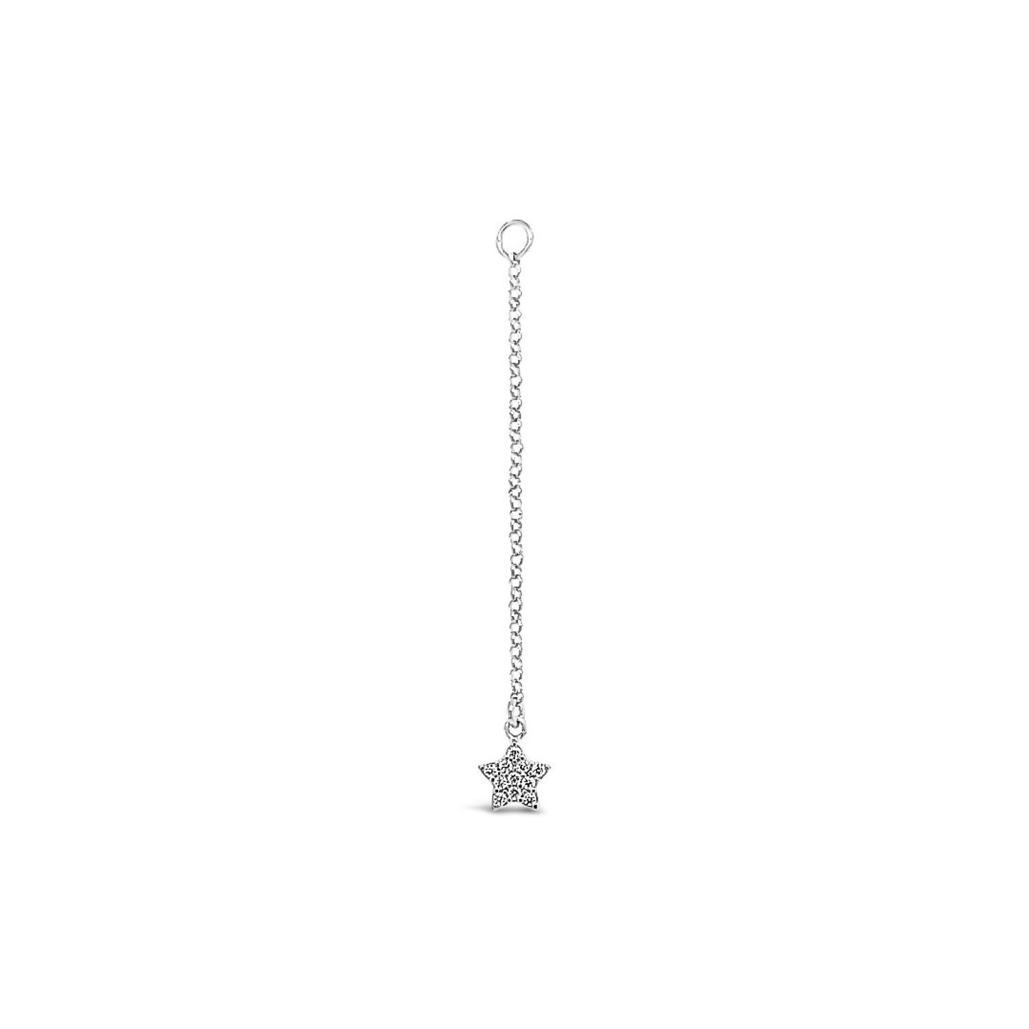 Lutiro Women's Single Earring Star Cz Charm With Chain In Multi