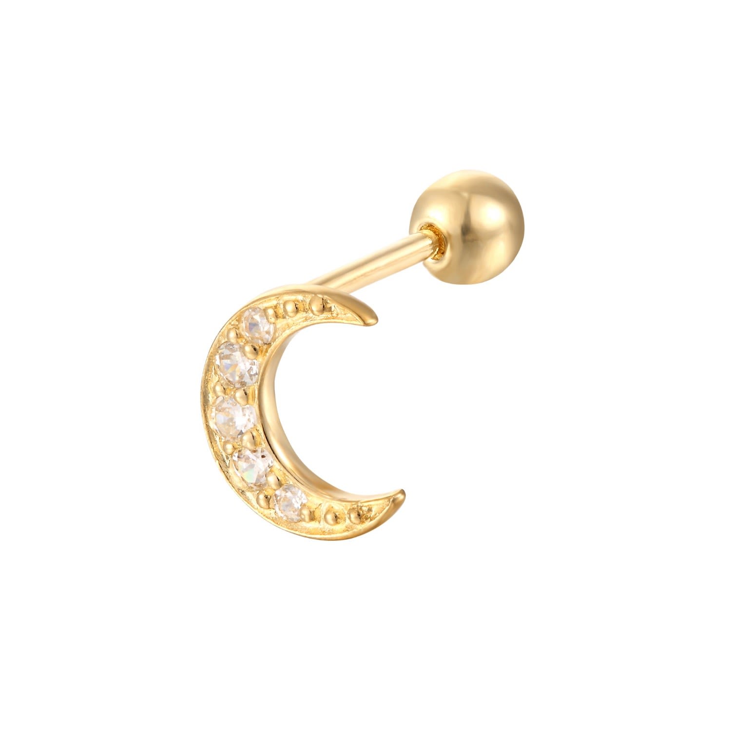 Women’s Gold 9Ct Cz Crescent Moon Stud Seol + Gold