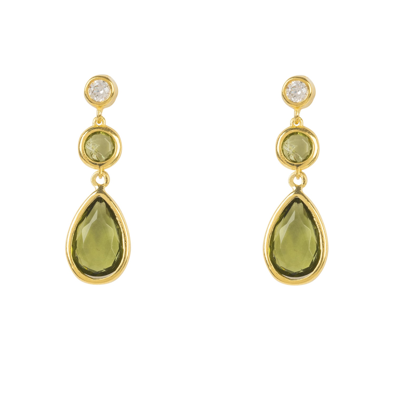 Latelita Women's Green / Gold Tuscany Gemstone Drop Earring Gold Peridot In Multi