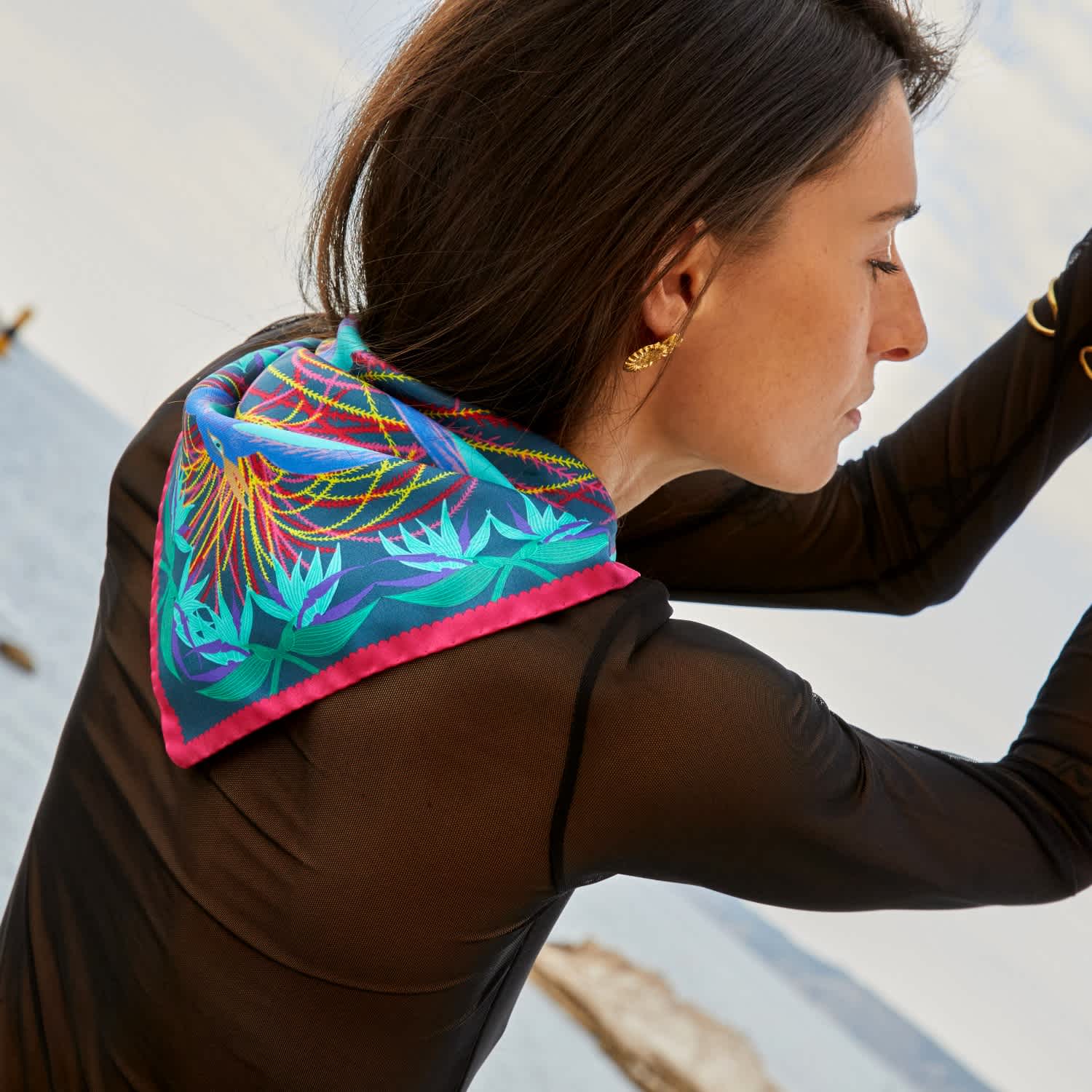 Les Oiseaux De Paradis Pink - The Gavroche Silk Scarf / Design In France -  Made In Italy | CREATURE MARSEILLE | Wolf & Badger