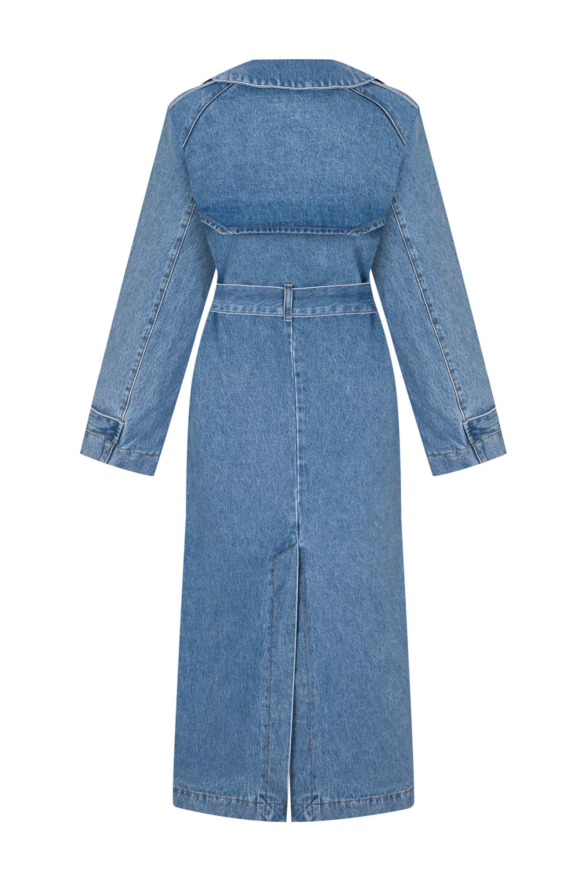 Oversized Denim Trench Coat - Classic Washed | GOC DENIM | Wolf