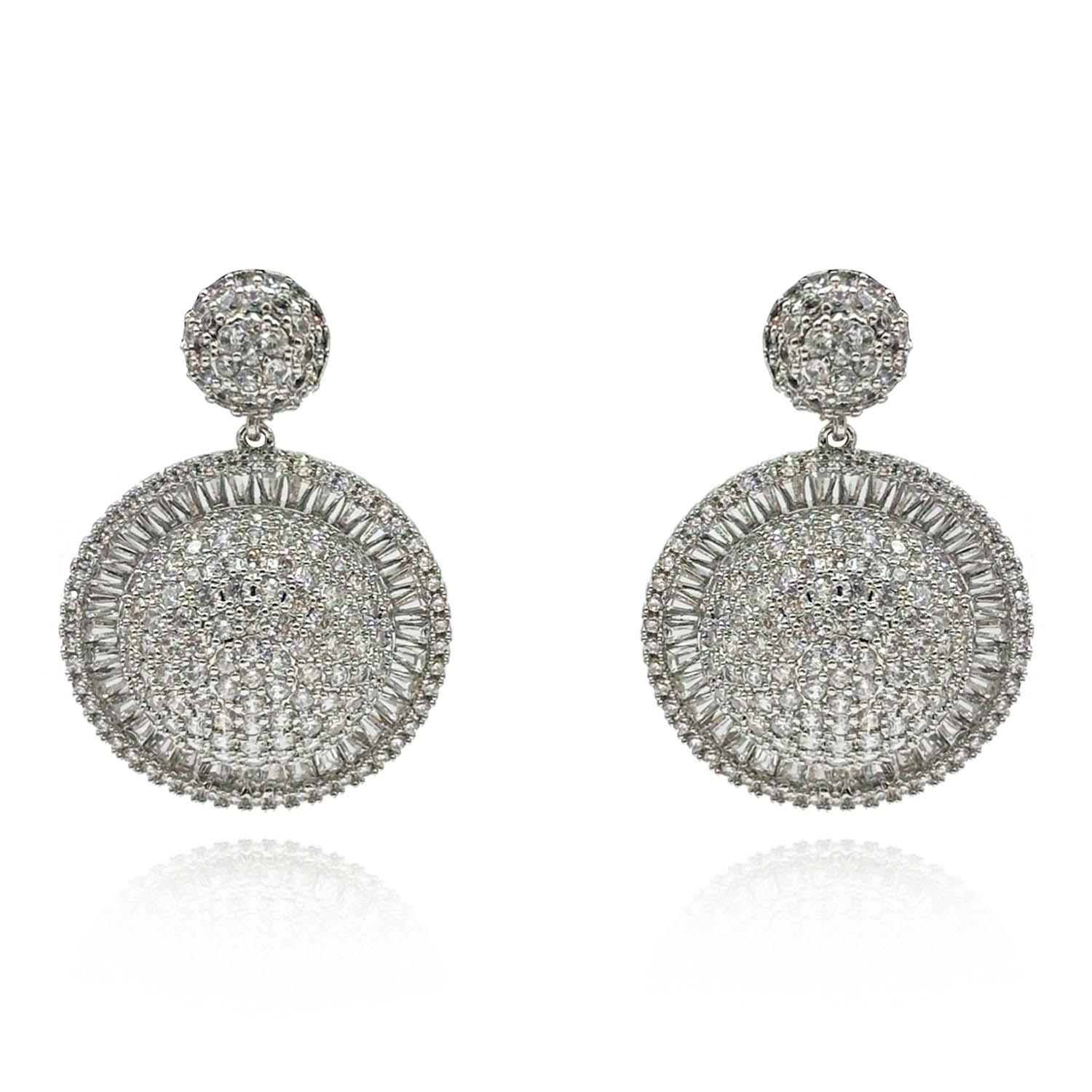 Michael Nash Jewelry Women's Neutrals / Silver Cubic Zirconium Pave And Baguette Drop Earrings In Silver