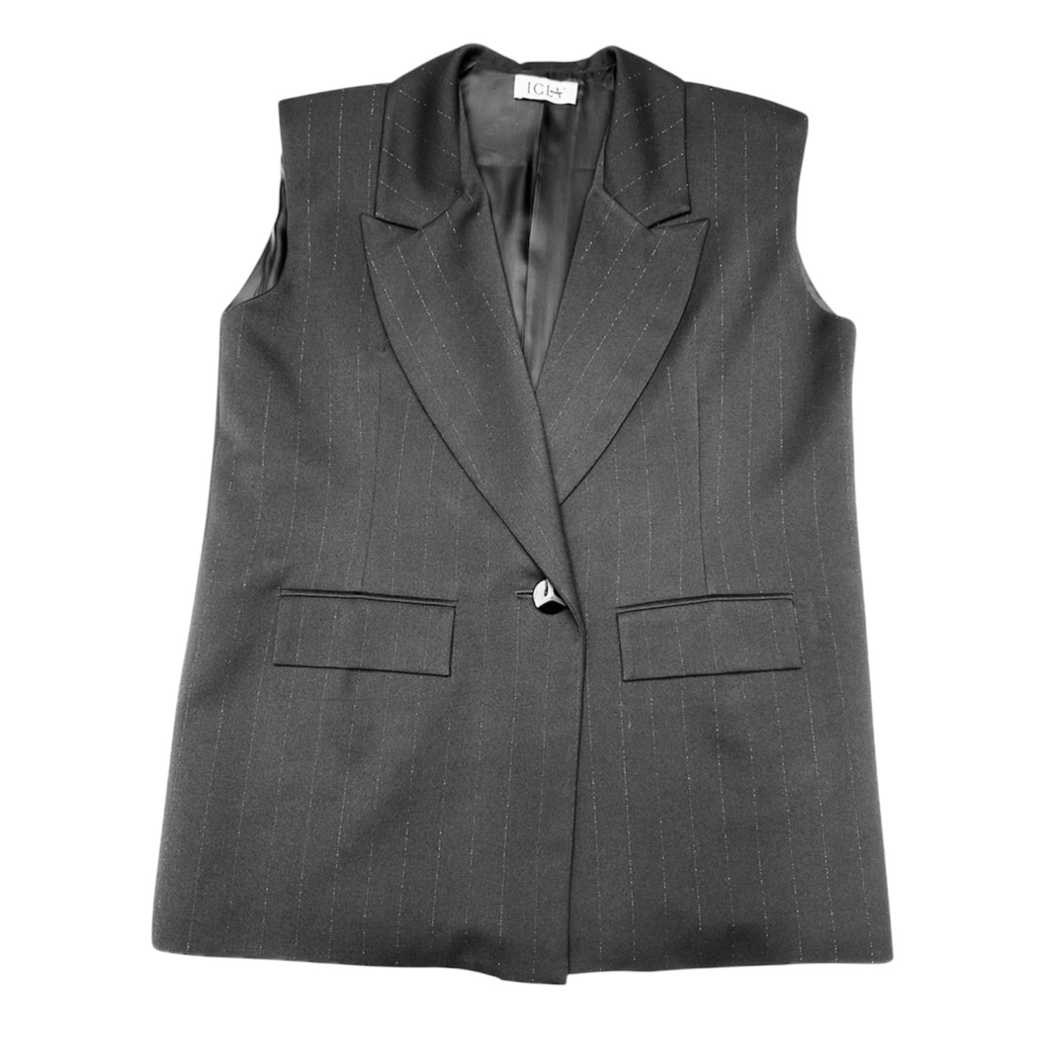 Igla By V Women's Black Celine Sleeveless Blazer In Gray