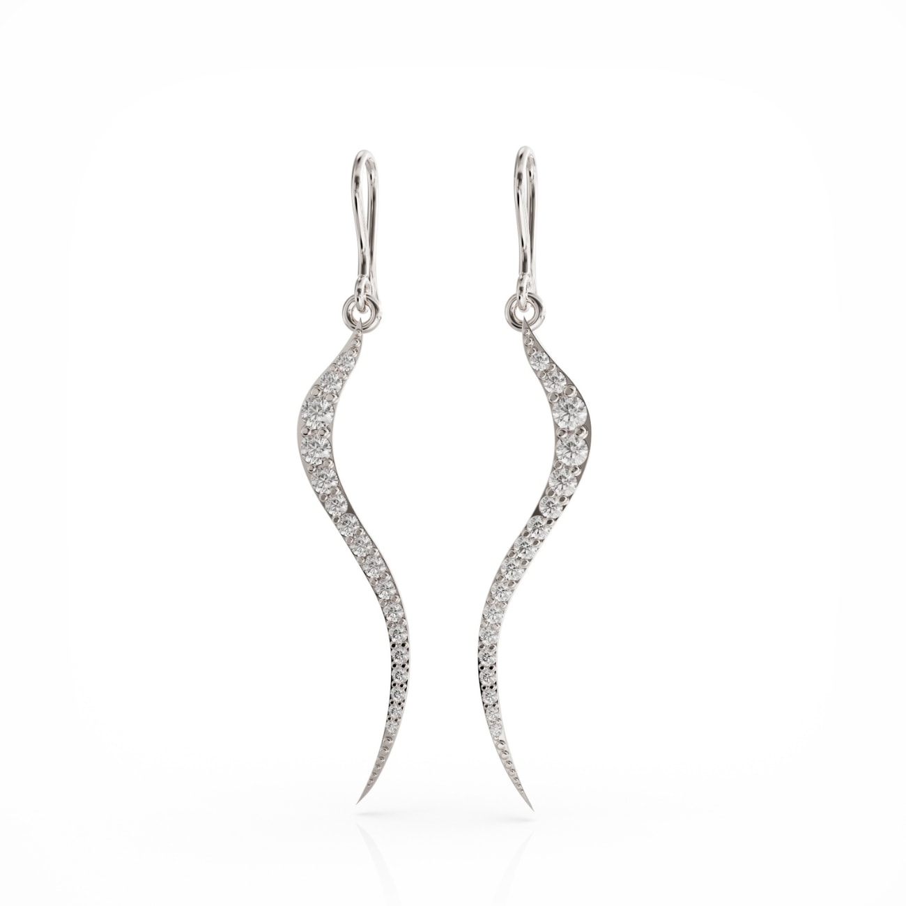 Linda Fiore Women's White / Silver Swirl Earrings Silver With Clear Cz