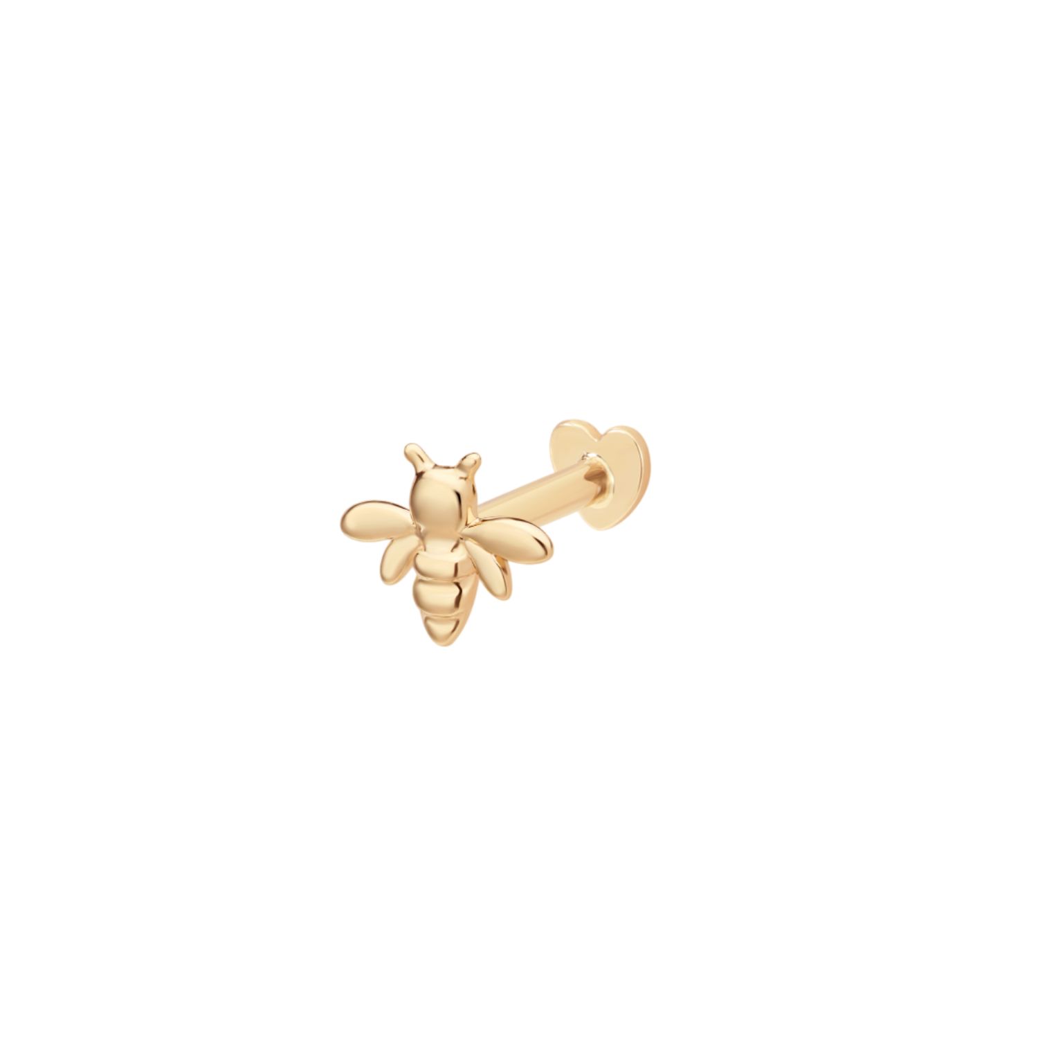 Vanchi Women's 14k Solid Yellow Gold Busy Bee Flat Back Stud In Gold