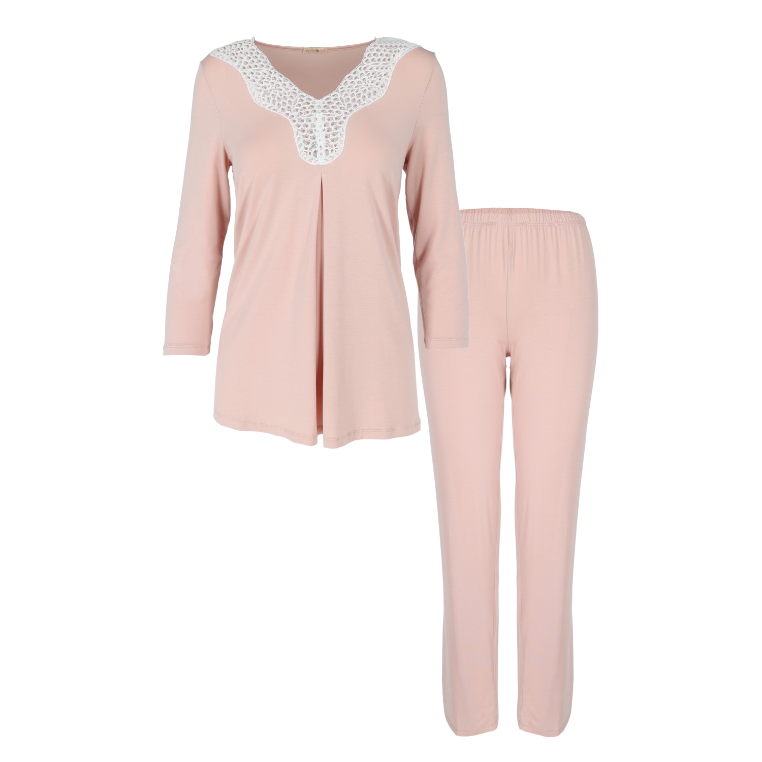 Women's Pink / White Soft Viscose Pyjama Long Set | Extra Large | Oh!Zuza Night&Day