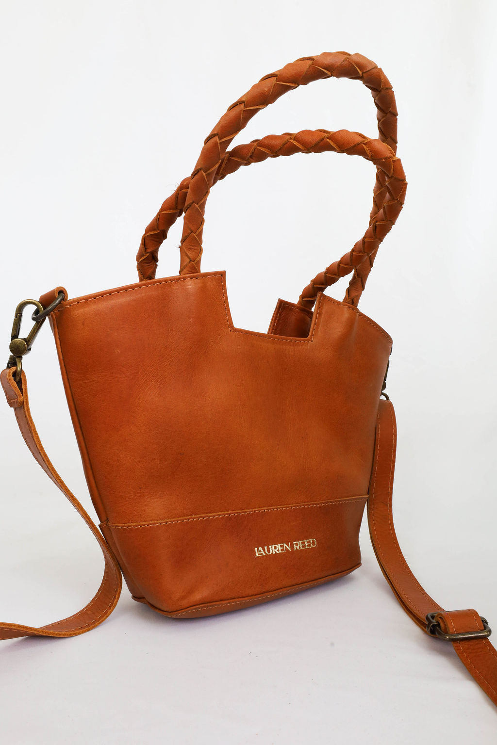 Lauren Reed Co Women's Neutrals The Mini Carmen Leather Crossbody Bag - Rustic Tan & Gold In Multi