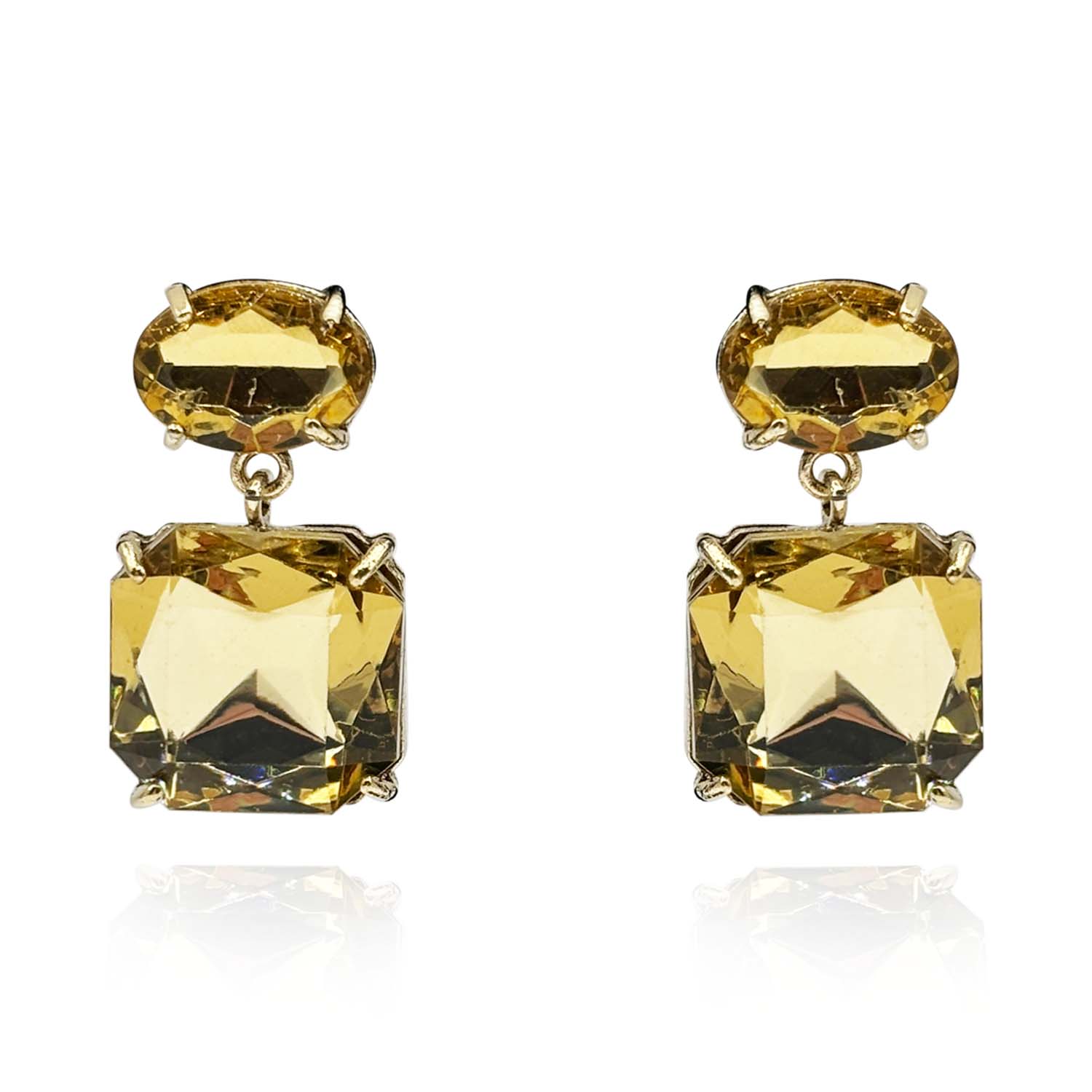 Michael Nash Jewelry Women's Brown / Gold Champagne Double Stone Drop Gold Plated Earrings In Multi