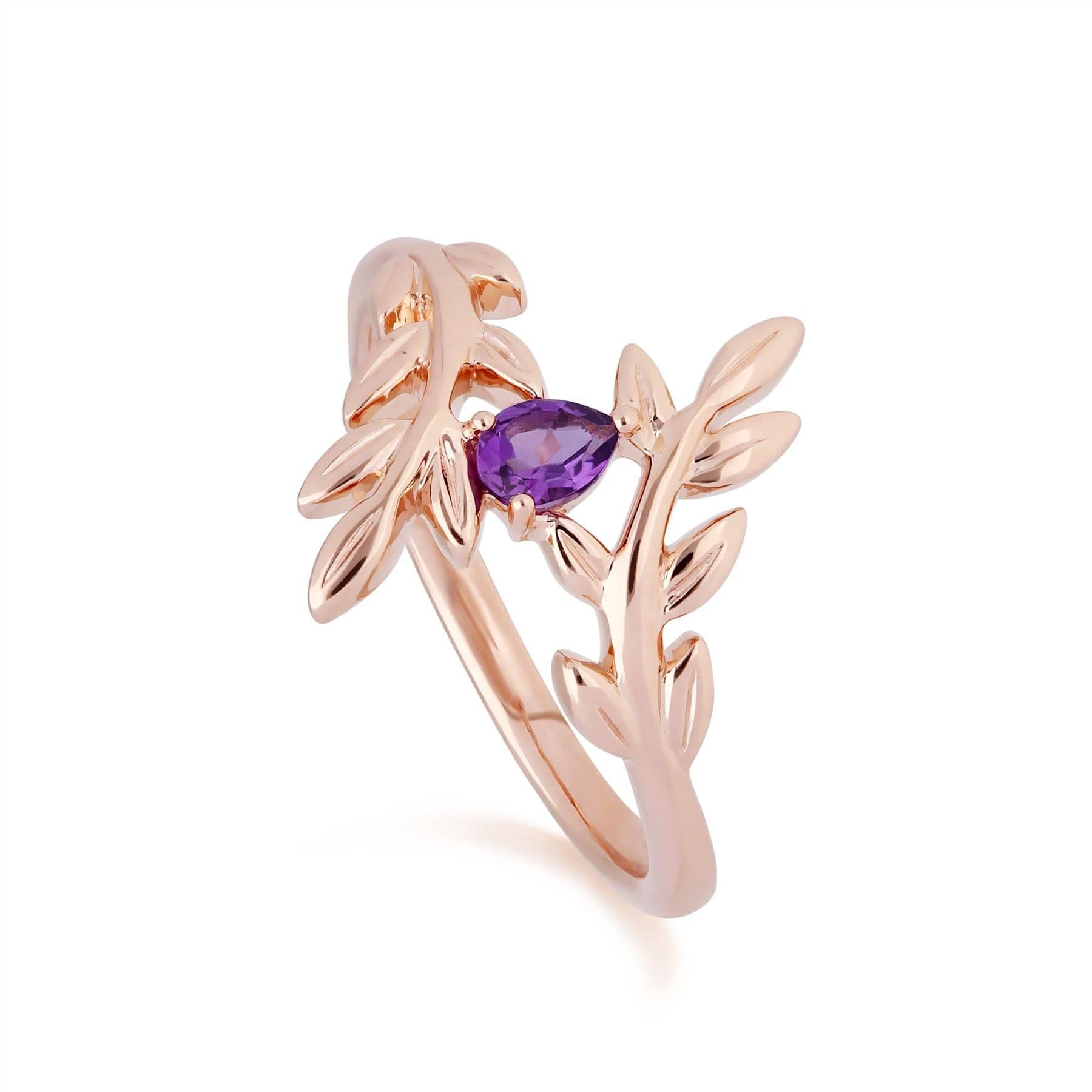 Women’s Pink / Purple O Leaf Amethyst Ring In Rose Gold Gemondo