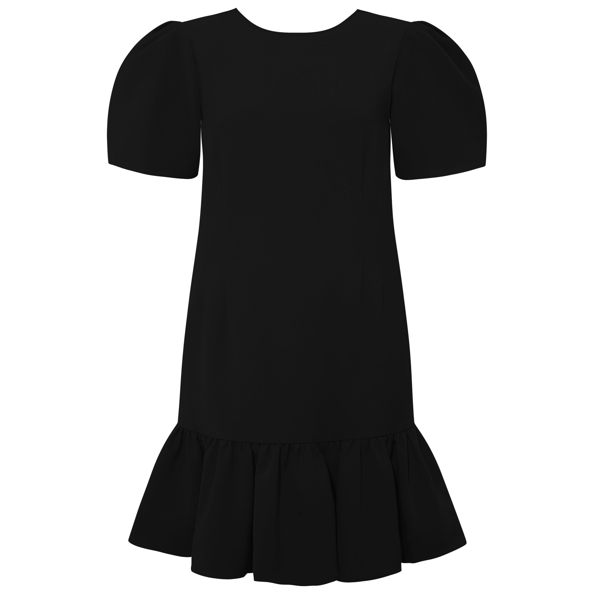 Women's Pleated Shoulder Peplum Hem Cady Dress / Black | Medium | Femponiq