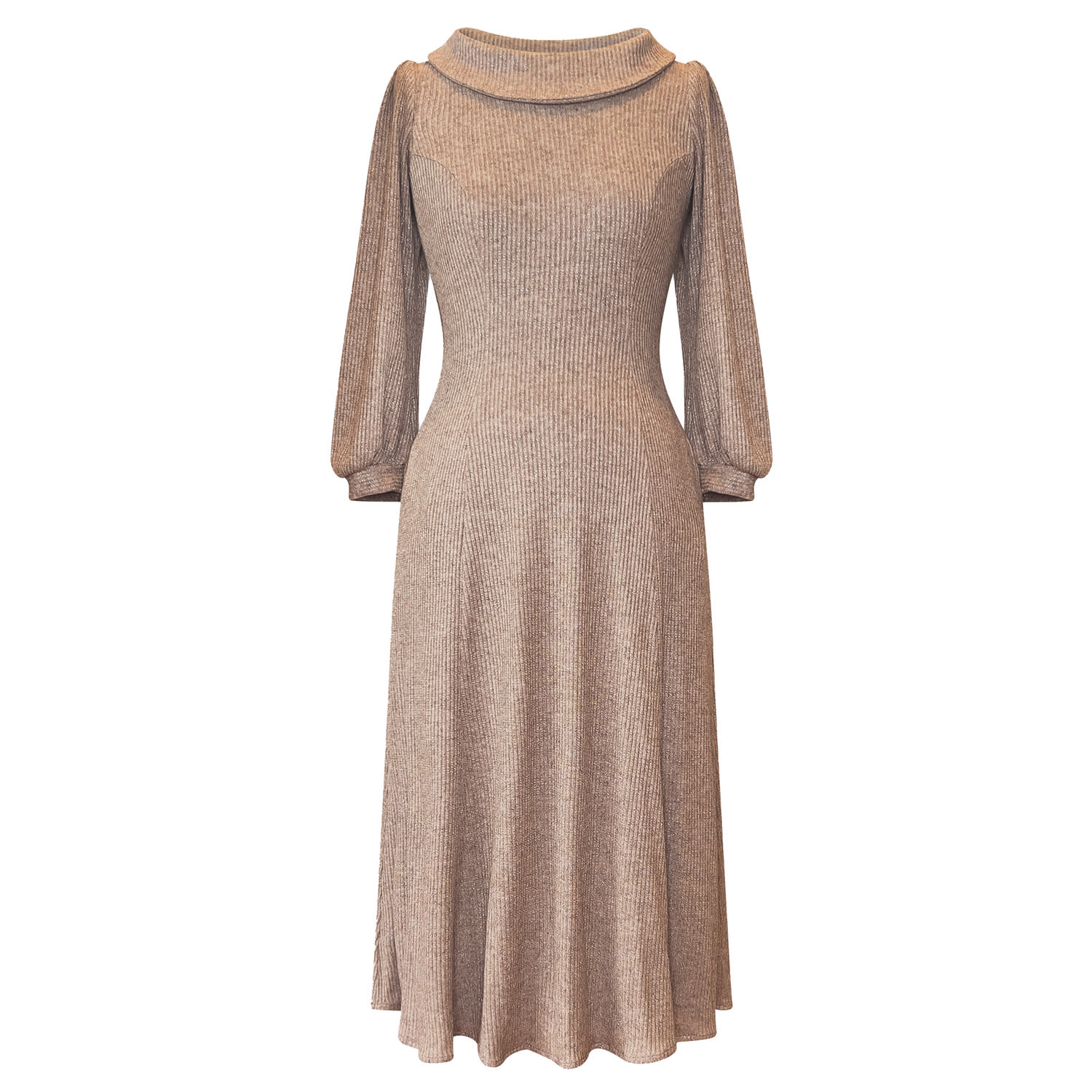 Alie Street London Women's Neutrals Meredith Turtle Neck Dress In Sparkle Chocolate In Brown