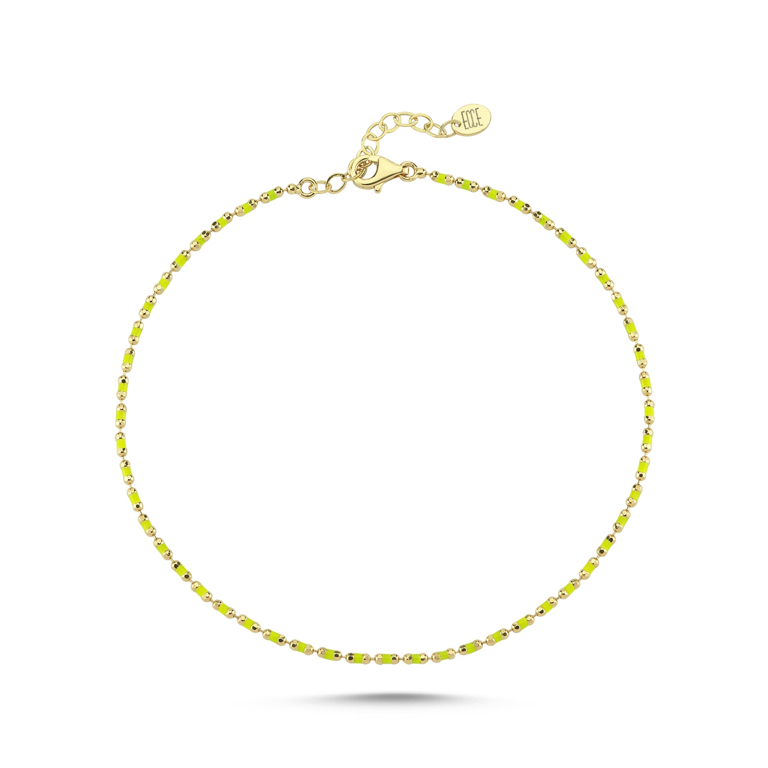 Ecce | Artisan Diamonds Women's 14k Solid Gold Enamelled Candy Crush Anklet - Neon Yellow In Yellow
