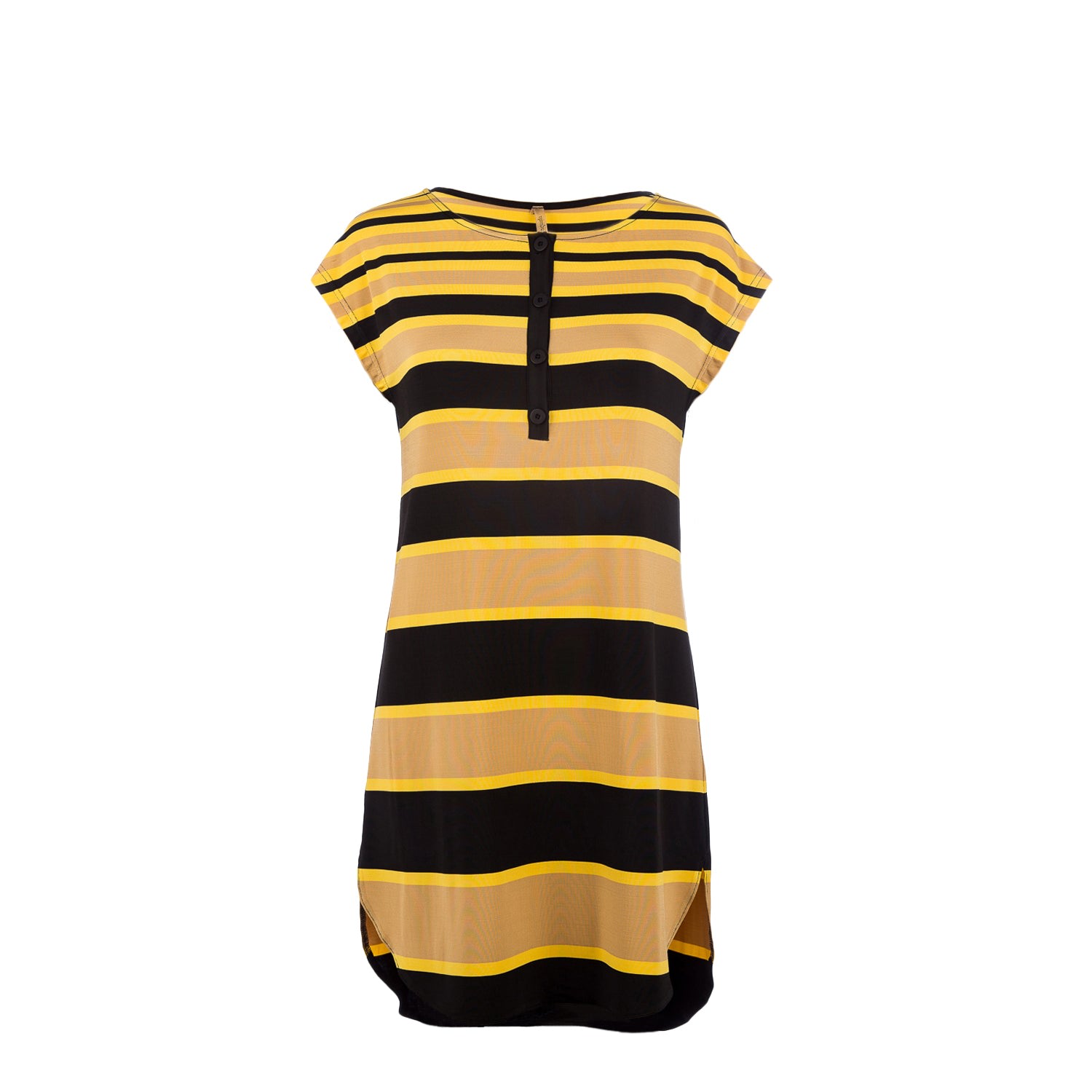 Conquista Women's Black / Yellow / Orange Striped Tunic In Black/yellow/orange