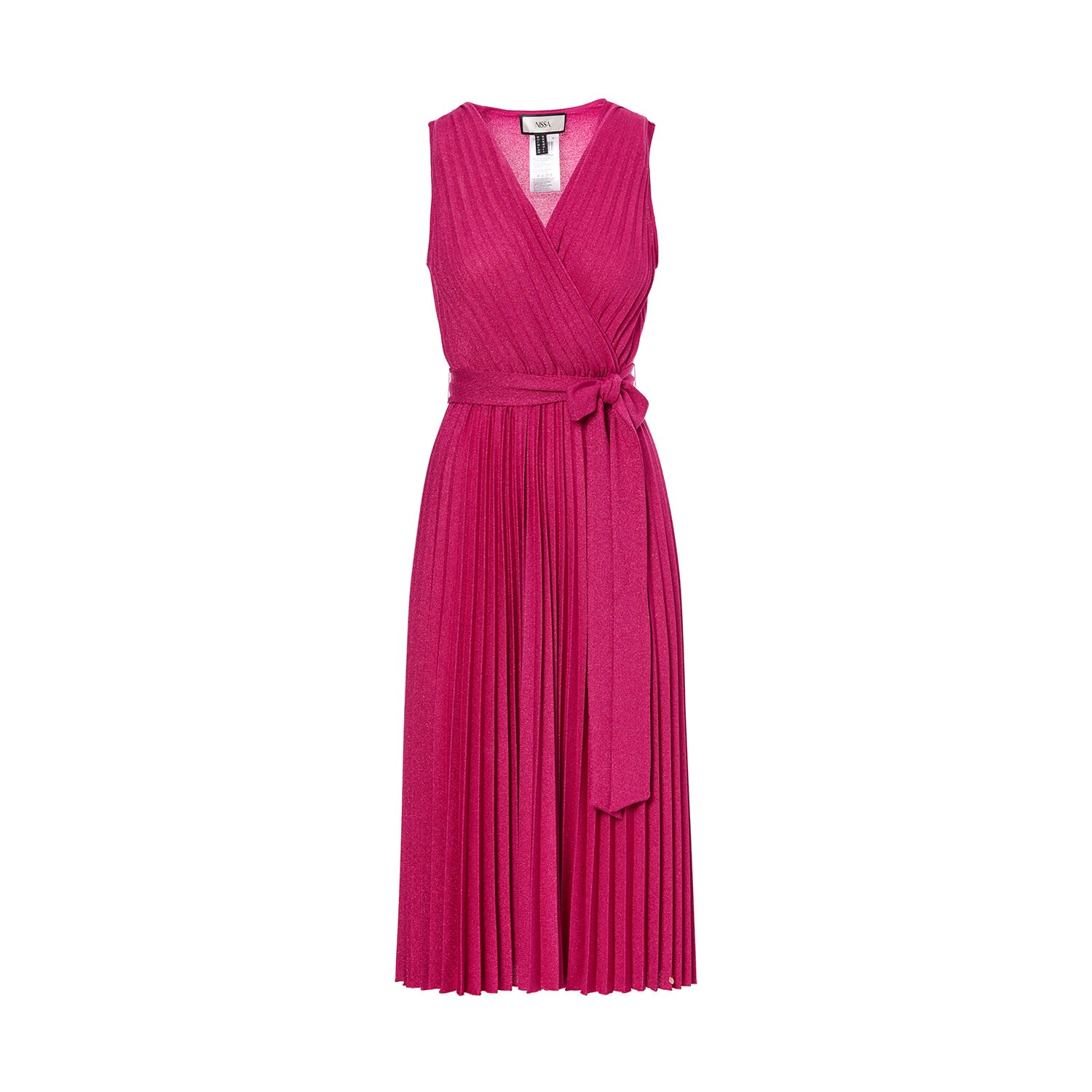 Nissa Women's Pink / Purple Lurex Thread Viscose Dress Pink