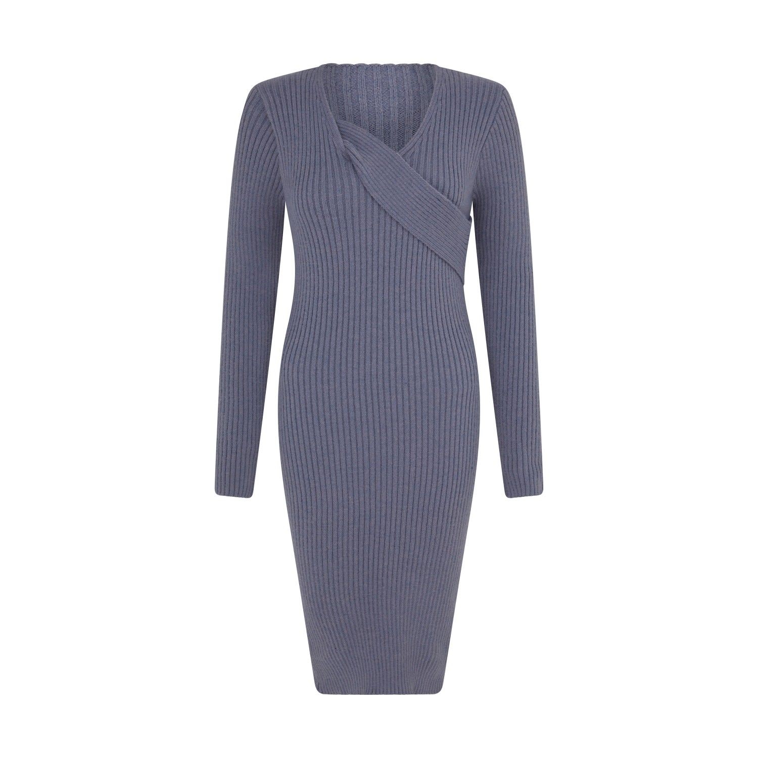Sour Figs Women's Asymmetric Slant Band Jumper Dress In Cadet Grey In Grey