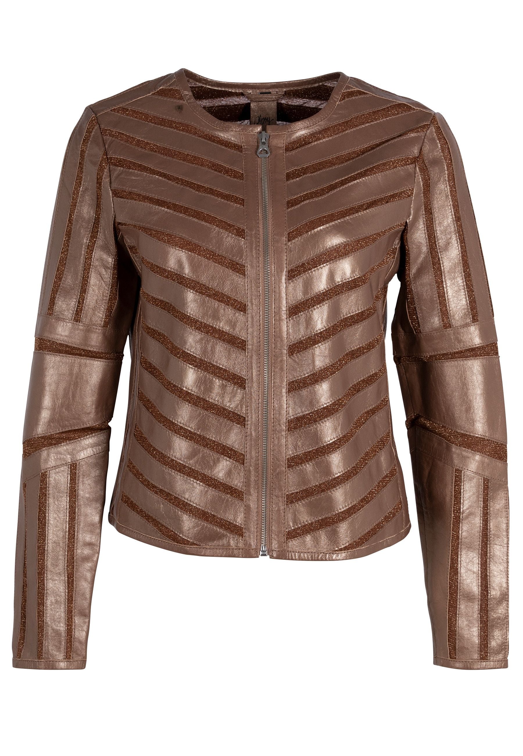 Women’s Gold / Rose Gold Yula Rf Leather Jacket, Copper Large Mauritius