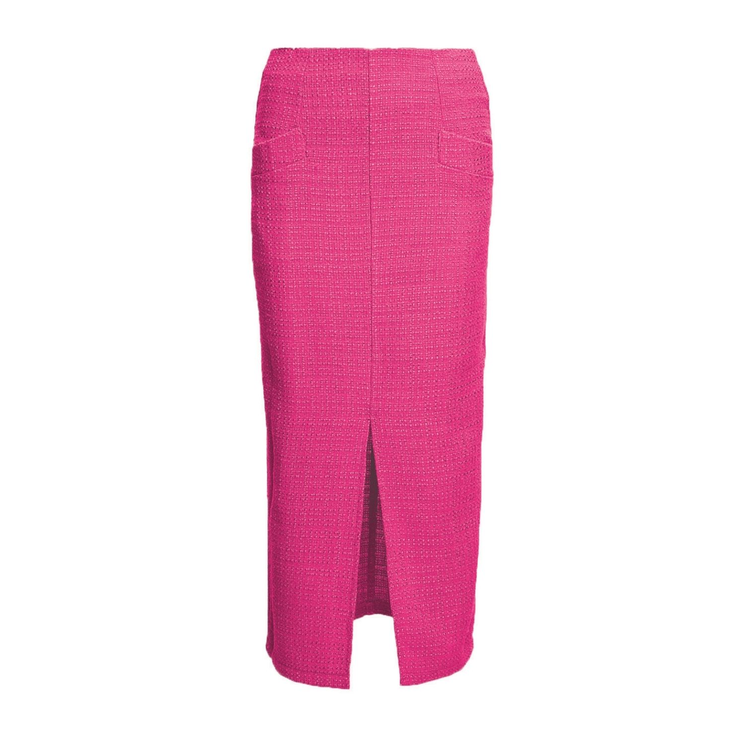 Bluzat Women's Pink / Purple Fuchsia Midi Skirt With Front Slit In Pink/purple