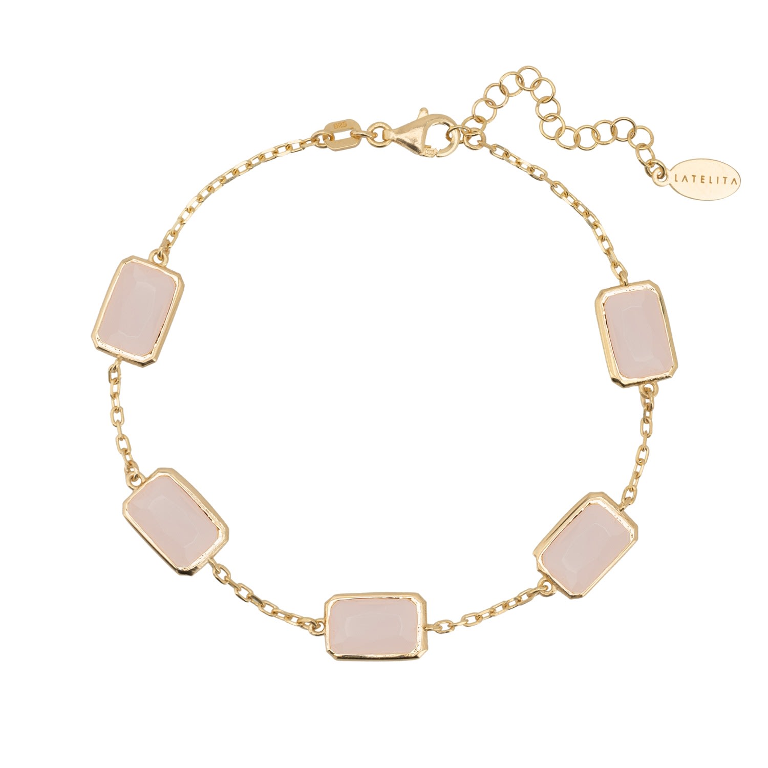 Women’s Gold / Pink / Purple Portofino Bracelet Gold Rose Quartz Latelita