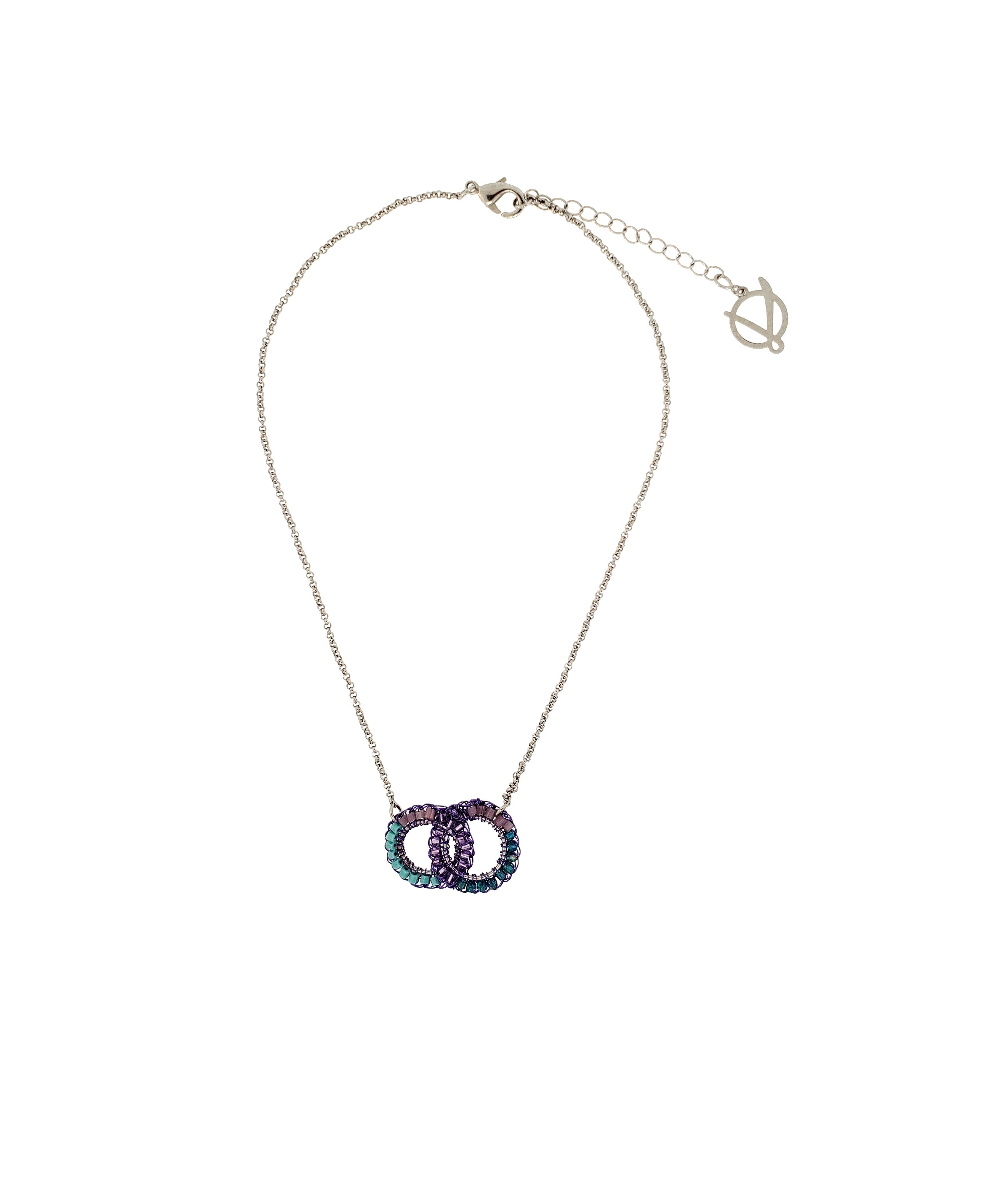 Lavish By Tricia Milaneze Women's Blue / Pink / Purple Neon Purple Mix Nova Handmade Crochet Necklace