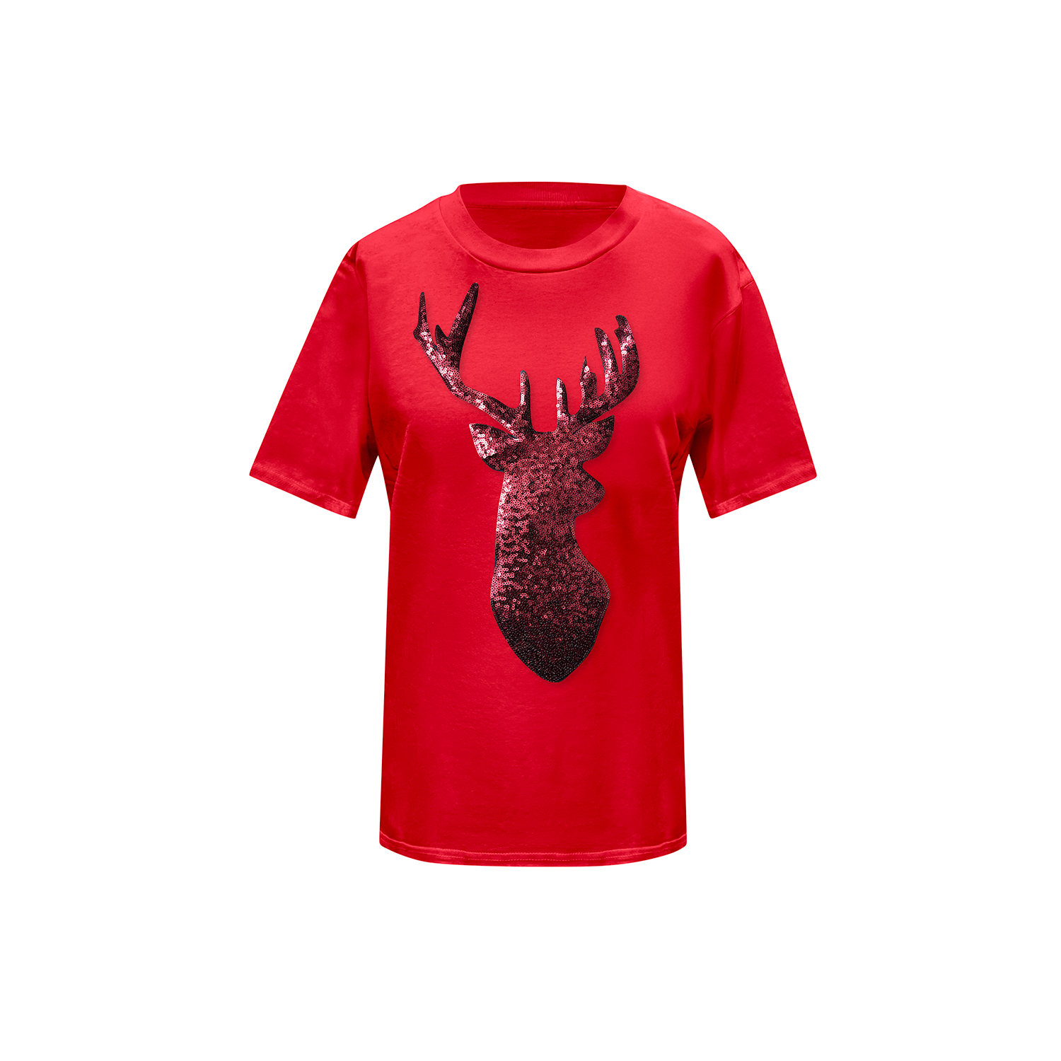 Toma Women's Red Reindeer Christmas Sequin Red T-shirt In Red